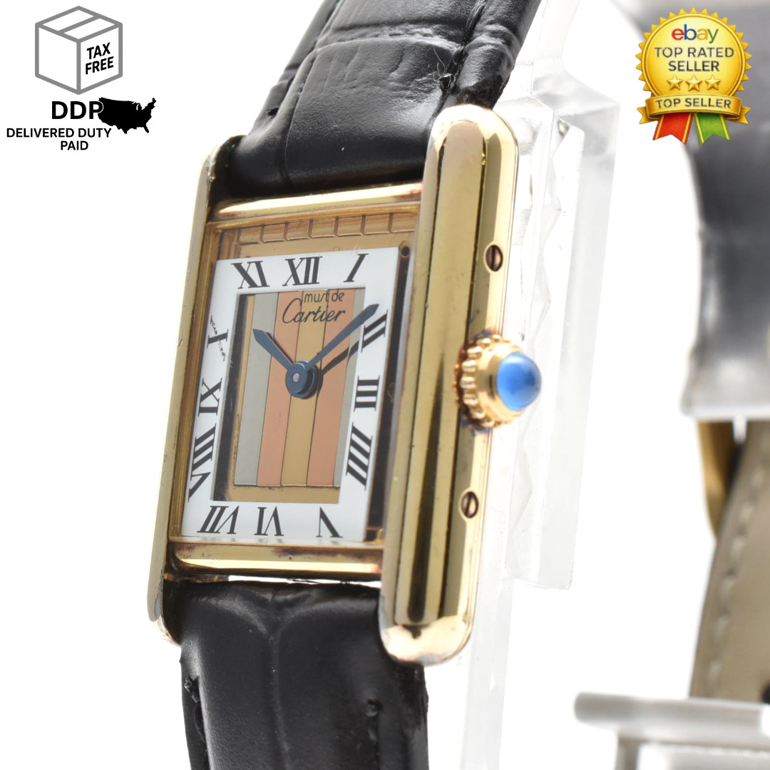 Vintage [Exc+5] Must de Cartier Tank 5057001 Vermeil SM 925 Quartz Women’s Watch