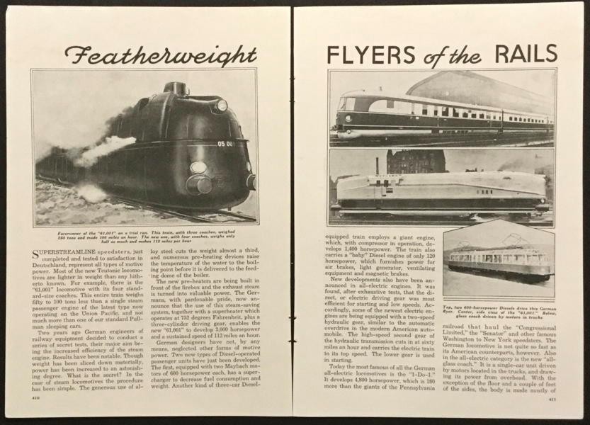 German DRG 61,001 1936 “Featherweight Flyers of the Rails” Hamburg Flyer SVT 877