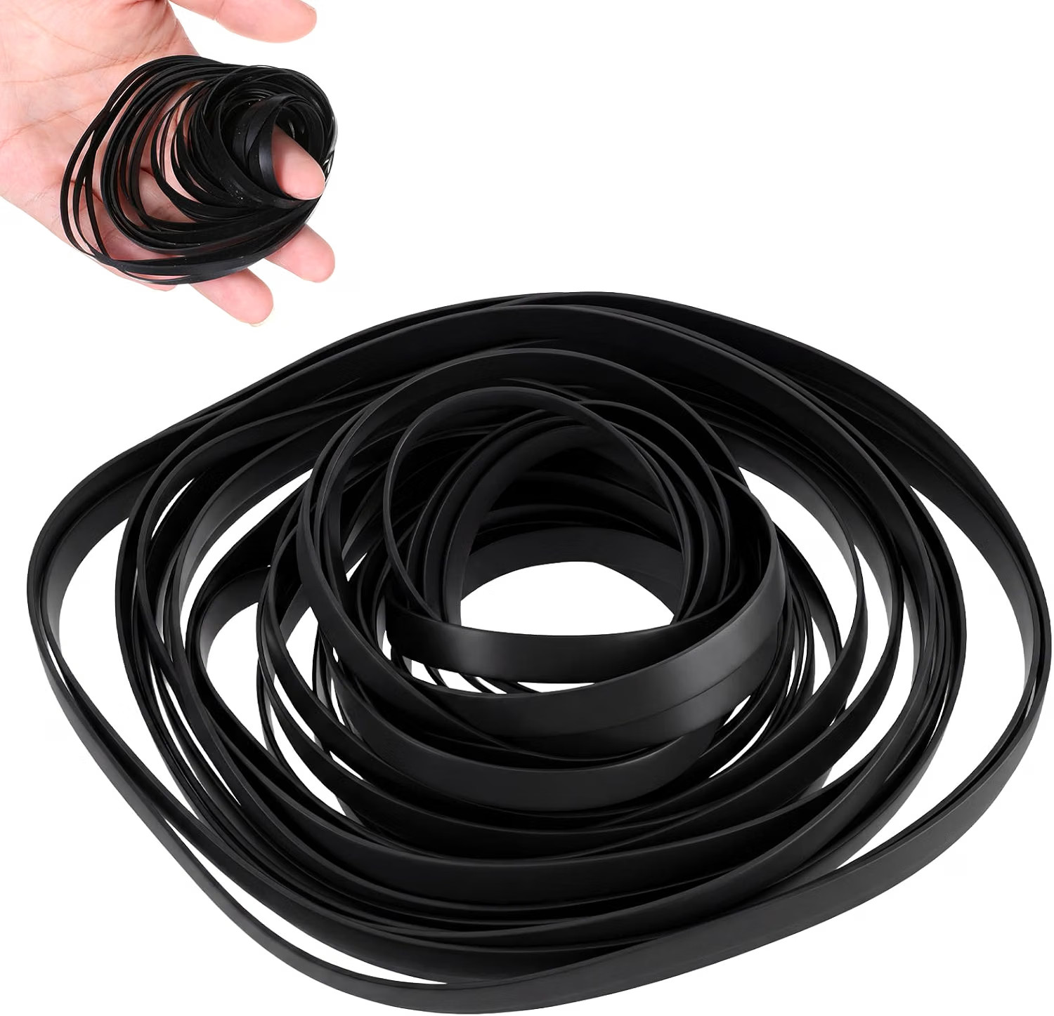 50 Pcs Black Cassette Recorder Rubber Belts Repair 4mm Width