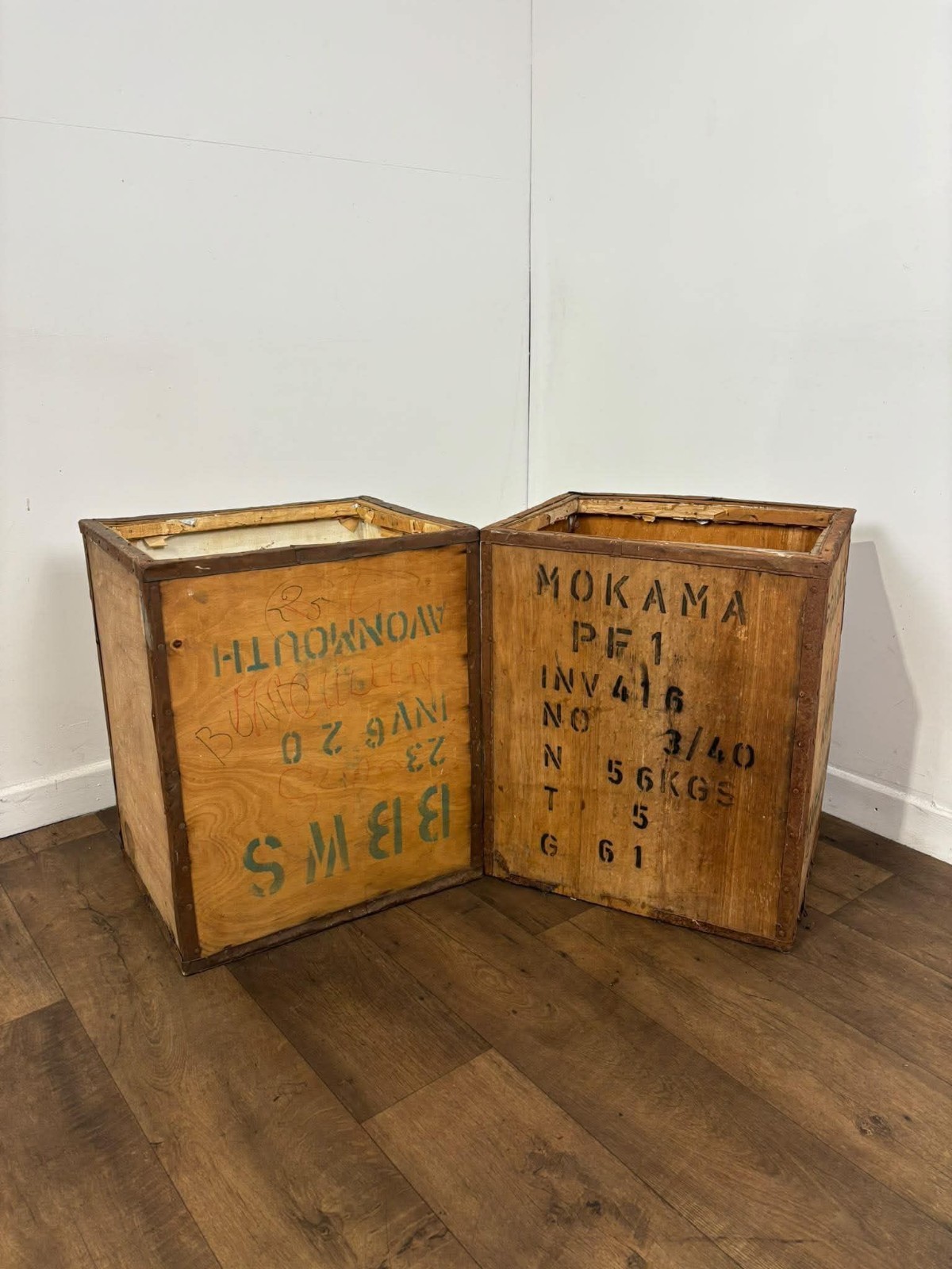 Pair of Vintage Kenyan Tea Shipping Chests