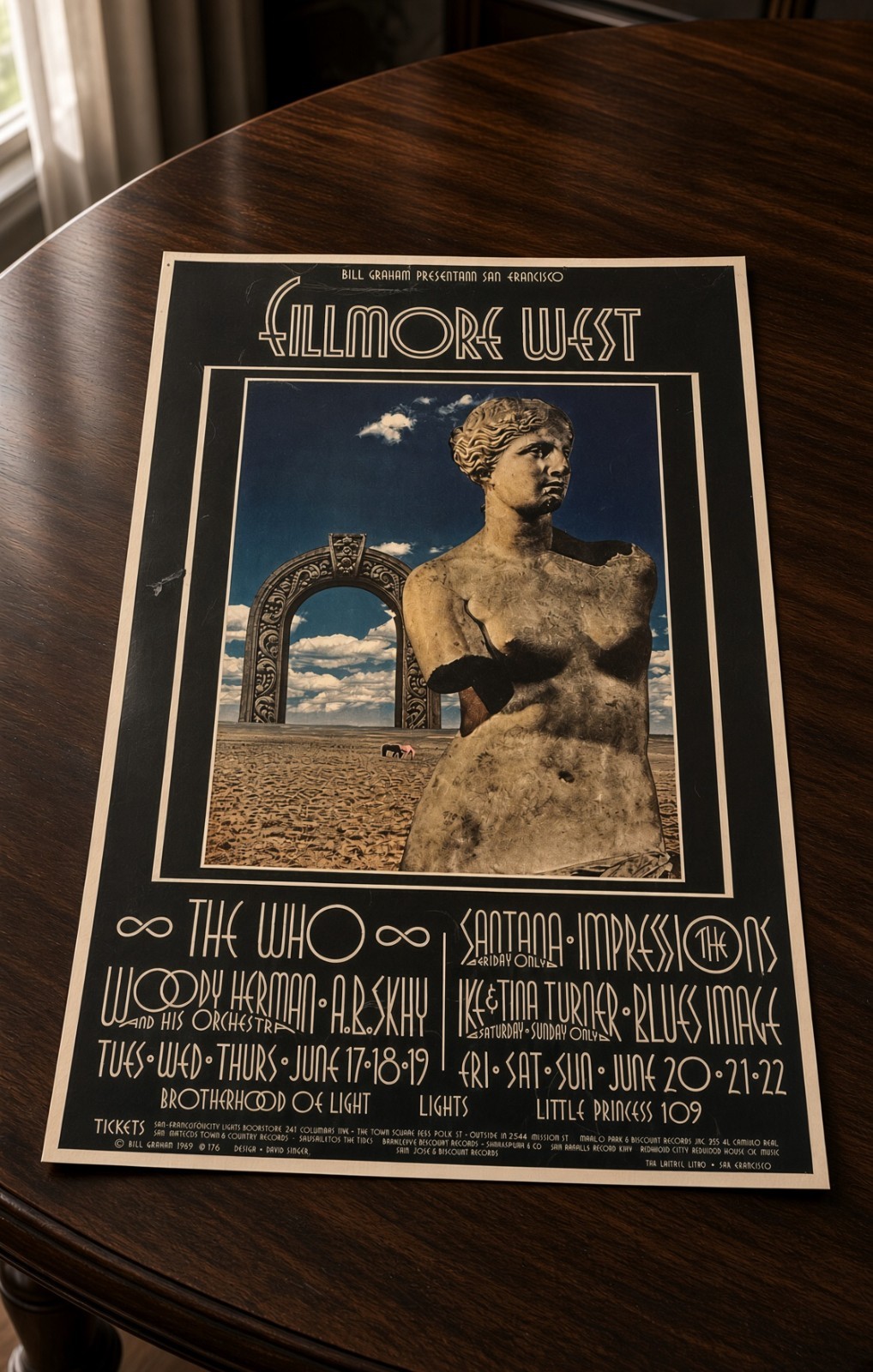 1969 Fillmore West Poster The Who Santana Ike Tina Turner BG-178 Original