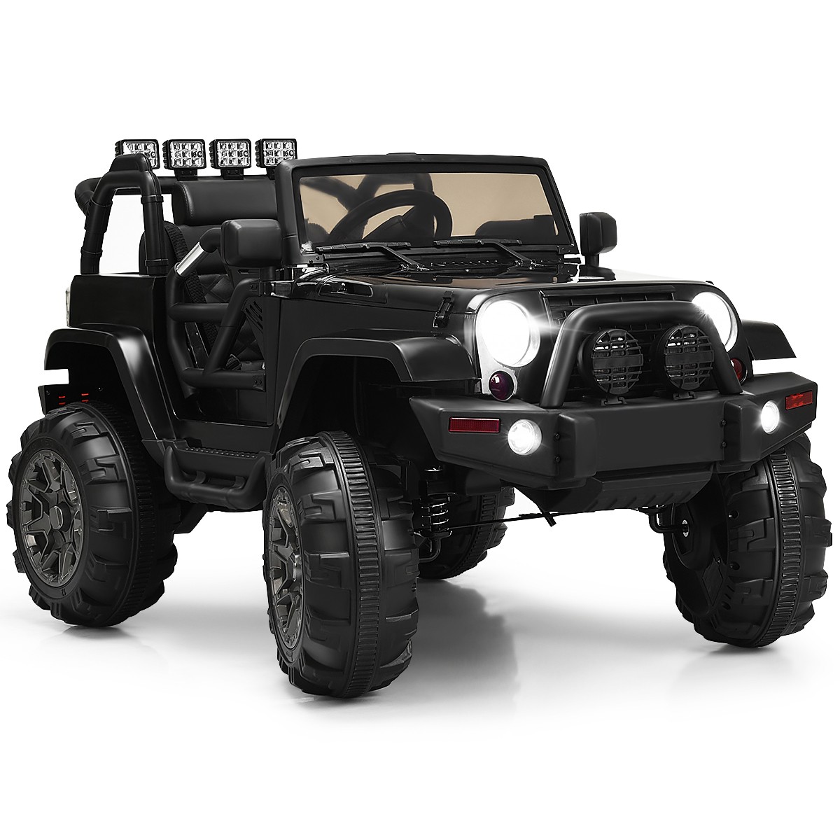 Costway 12V Kids Truck Car w/  Remote MP3 Music LED Lights Black as Gift