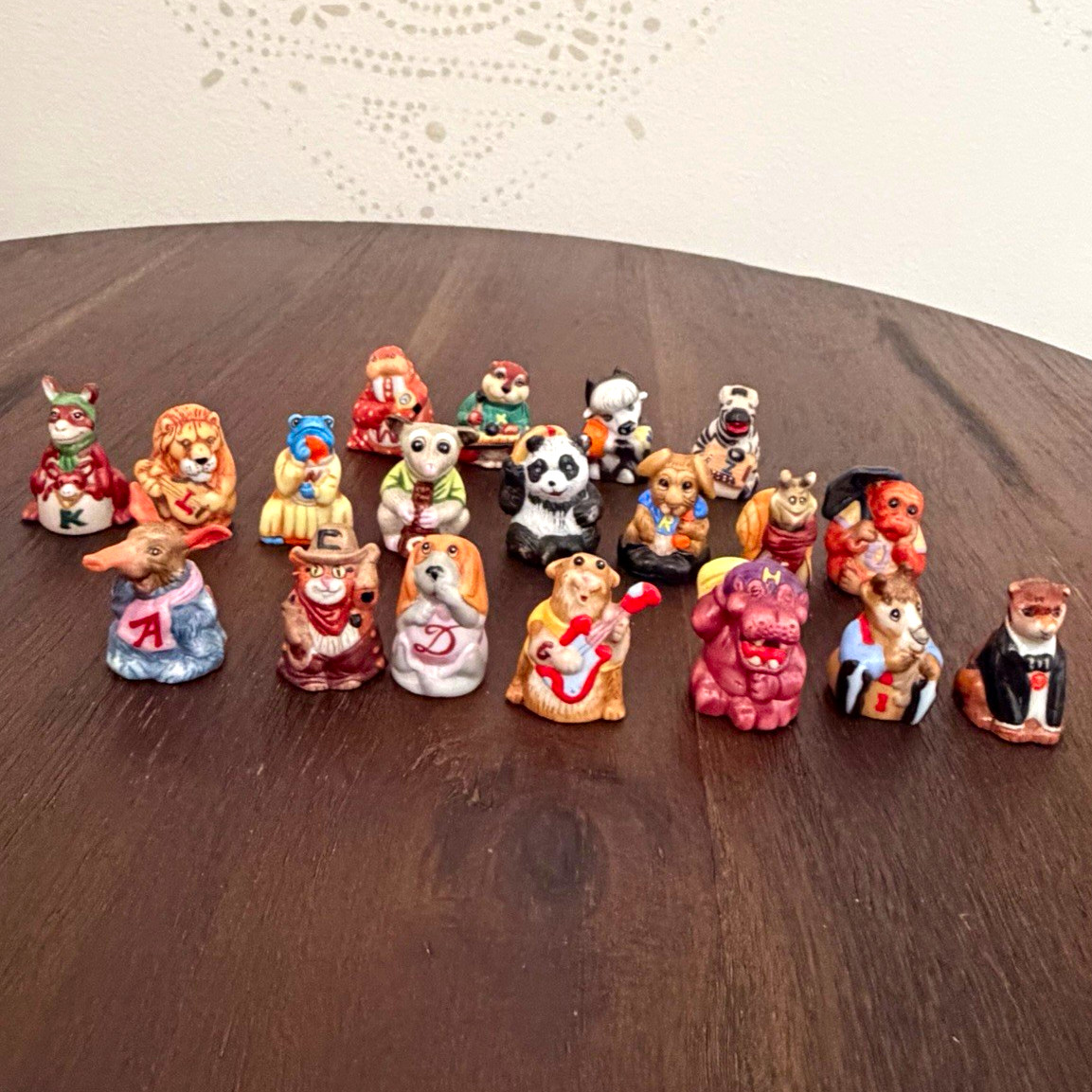 Vintage 1985 Franklin Mint Porcelain Animal Alphabet Thimbles - Lot of 19