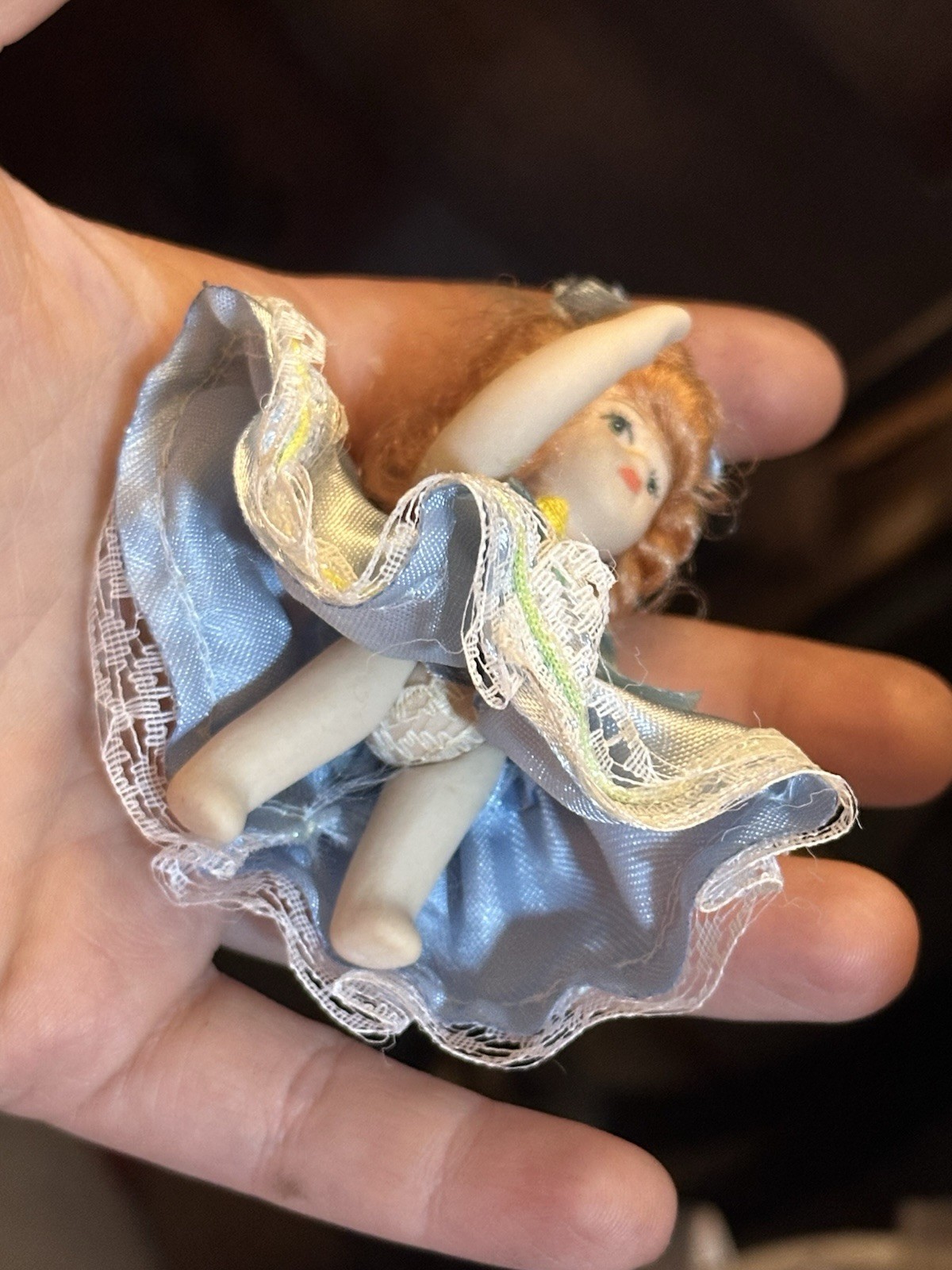Adorable Lot of 4 Tiny 3” Porcelain Dolls Victorian Lace Miniatures Adorable Lot of 4 Tiny 3” Porcelain Dolls Victorian Lace Miniatures
