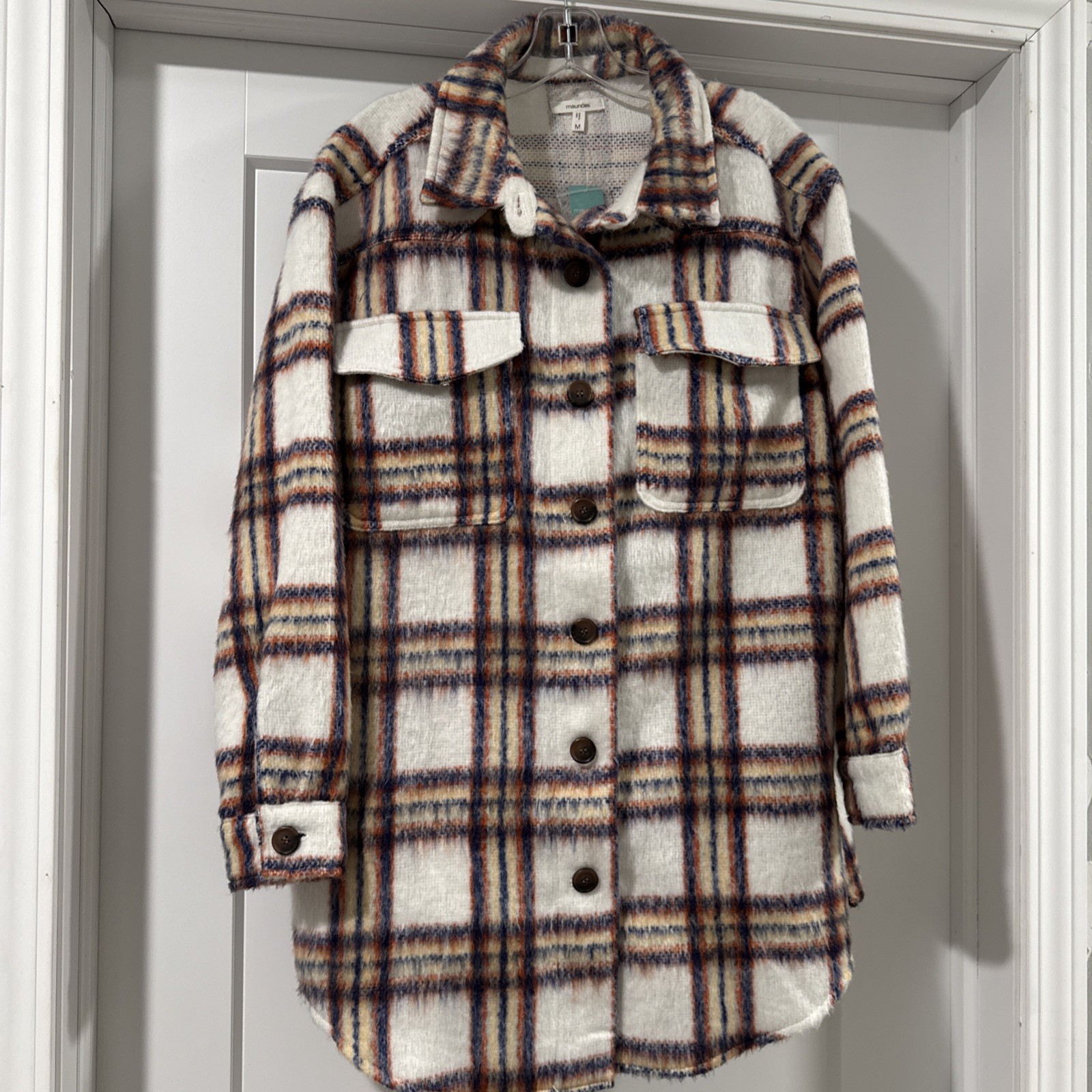 NWT Maurices Faux Wool Plaid Shacket, Size Medium, Outdoors Cabincore Rustic NWT Maurices Faux Wool Plaid Shacket, Size Medium, Outdoors Cabincore Rustic