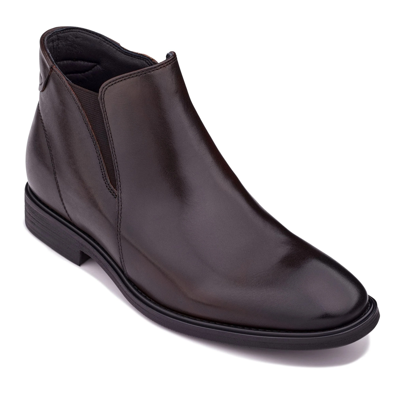 Rich Espresso Brown Genuine Leather Height-Boosting Dress Ankle Boot Rich Espresso Brown Genuine Leather Height-Boosting Dress Ankle Boot