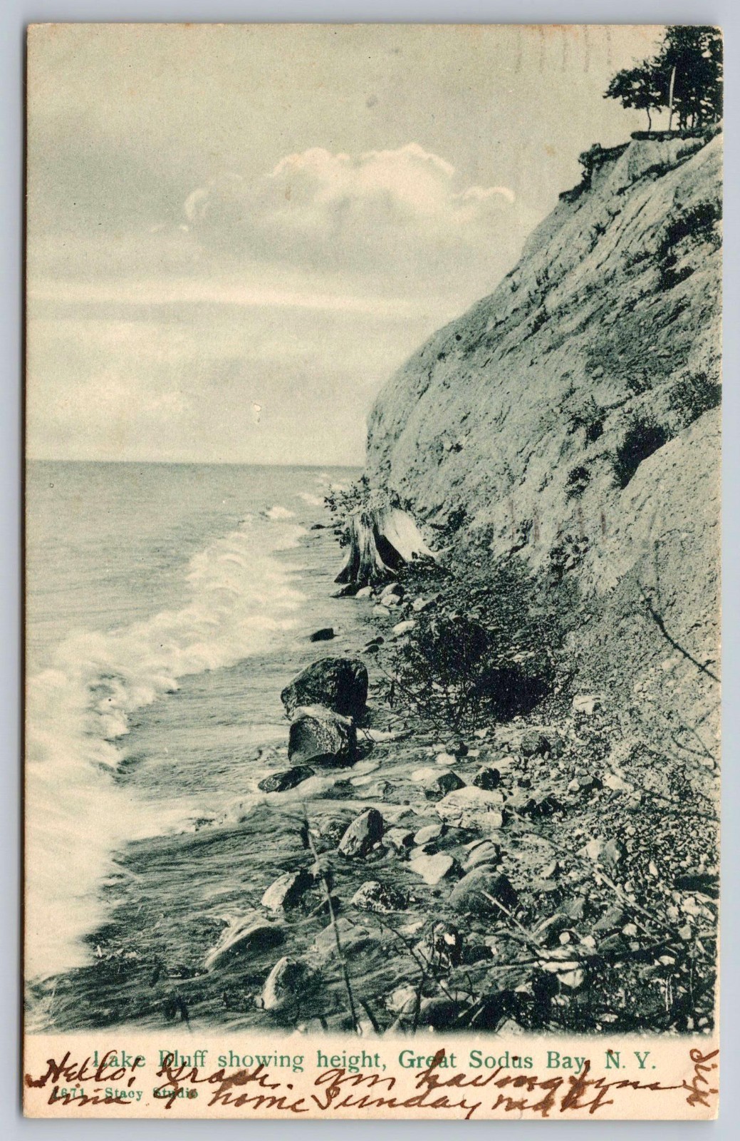 1905 Lake Bluff Showing Height Great Sodus Bay New York NY Antique Postcard