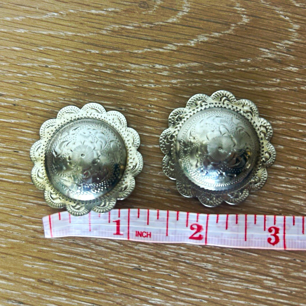 Beautiful pair of vintage conchos 1.5” stamped “Alpaca Mexico”