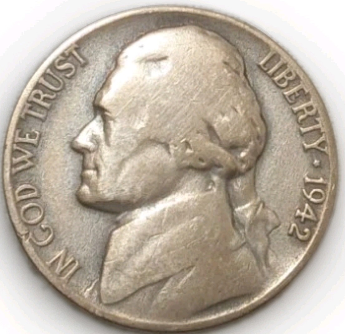 1942 P Type 2 Jefferson Nickel Circulated KM#192 Free Post Tracking 
