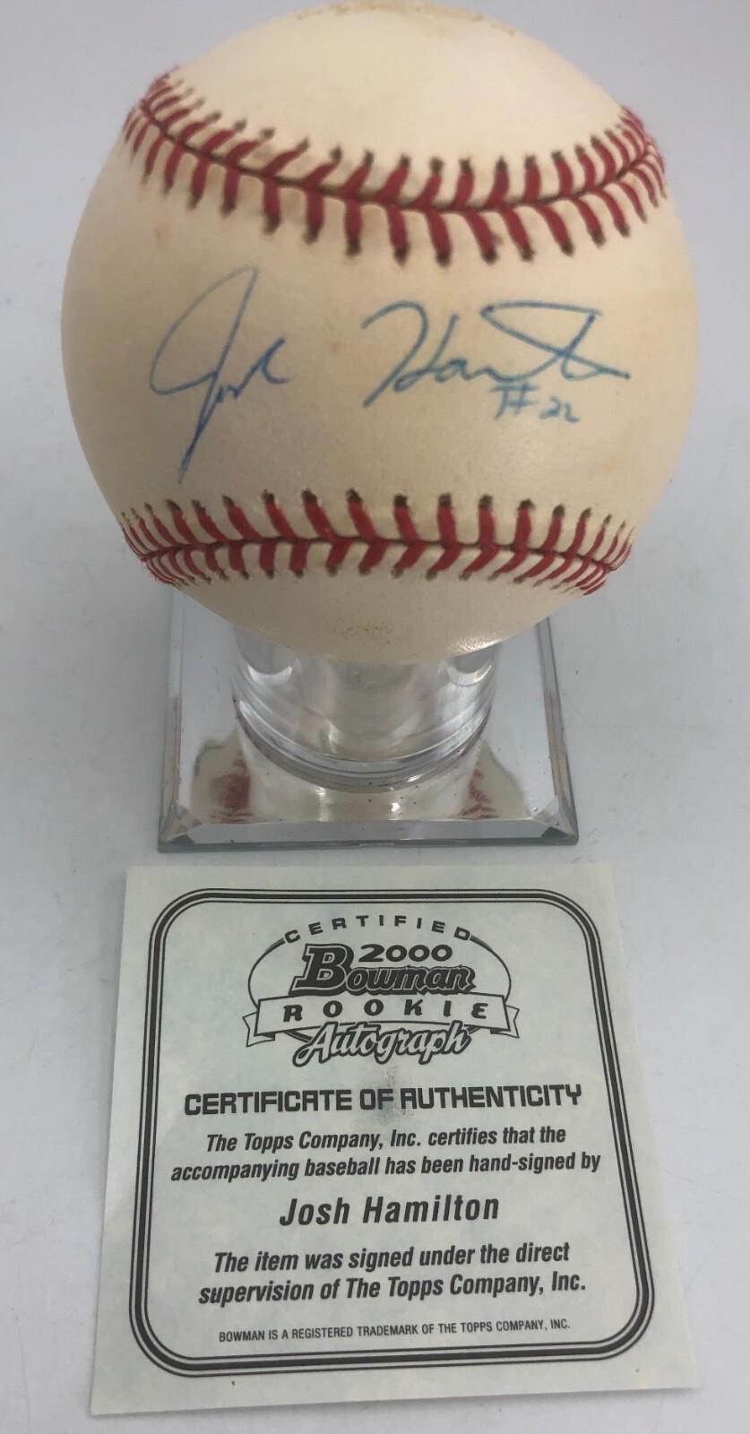 Josh Hamilton Signed Baseball 2000 Bowman Rookie Topps Autograph Signature COA