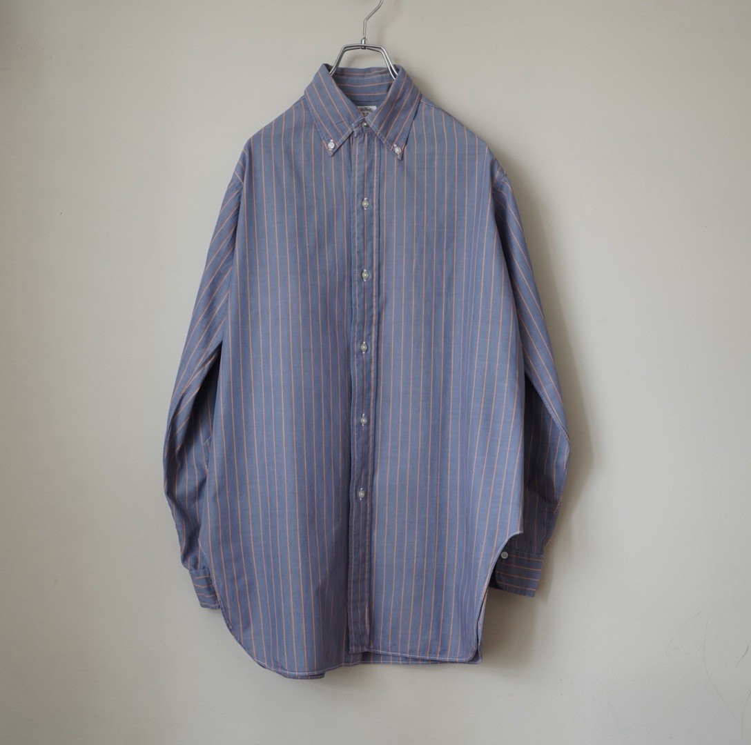 RARE 50s 6 Button Vintage Brooks Brothers Blue Striped Shirt 15 OCBD USA