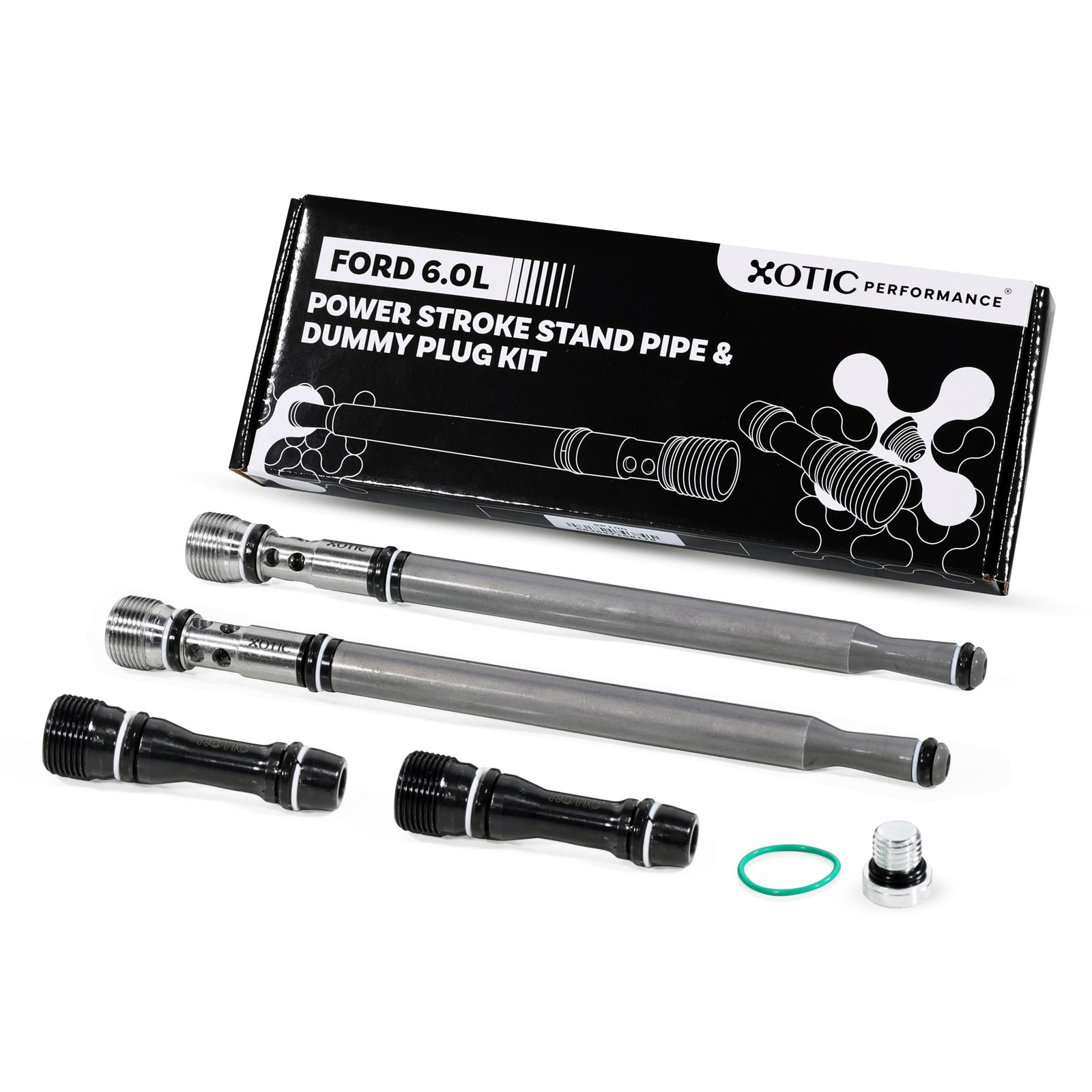 Stand Pipe & Dummy Plug Kit for 2004.5-2010 6.0L Ford Powerstroke | Black Stand Pipe & Dummy Plug Kit for 2004.5-2010 6.0L Ford Powerstroke | Black