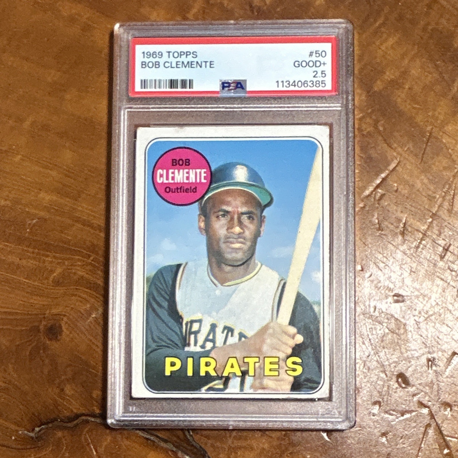 Topps 1969 Topps Roberto Clemente Bob on Card #50 Pirates PSA 2.5 Graded