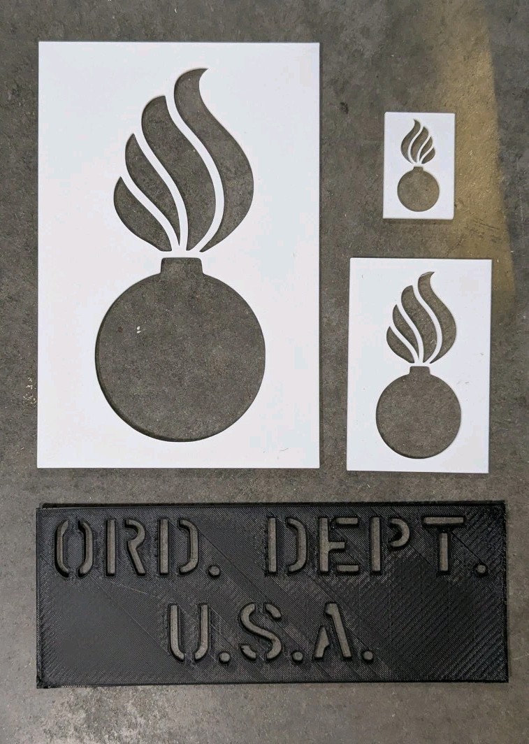 US Ordnance Dept Stencil Set- 4 WW2 Stencils - USA World War 2 US Ordnance Dept Stencil Set- 4 WW2 Stencils - USA World War 2