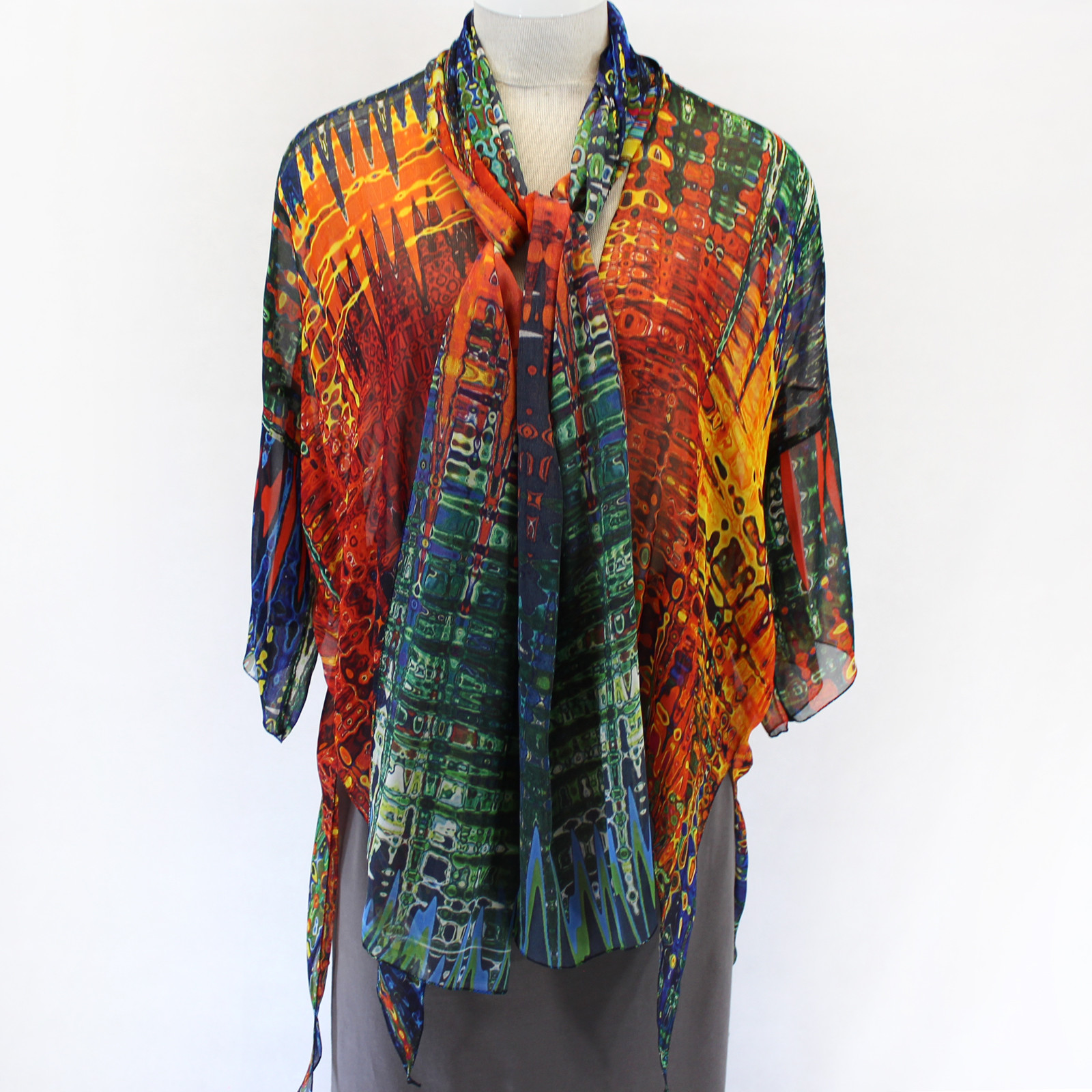 NEW Dilemma Plus Rauchenberg Inspired 100% Silk Jacket & Scarf OS fits XL 1X 2X