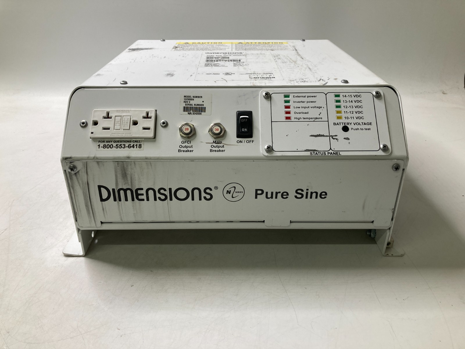 Dimensions DSI-12/3000N Pure Sine Inverter 12V 3000W -PARTS