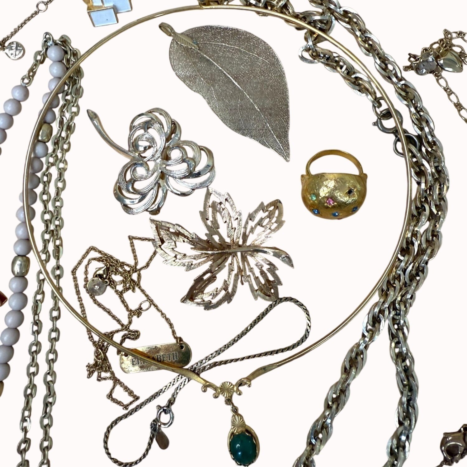 Jewelry Lot Gold Tone, Vintage, Modern, Boho, Exact Lot Shown, Some Signed