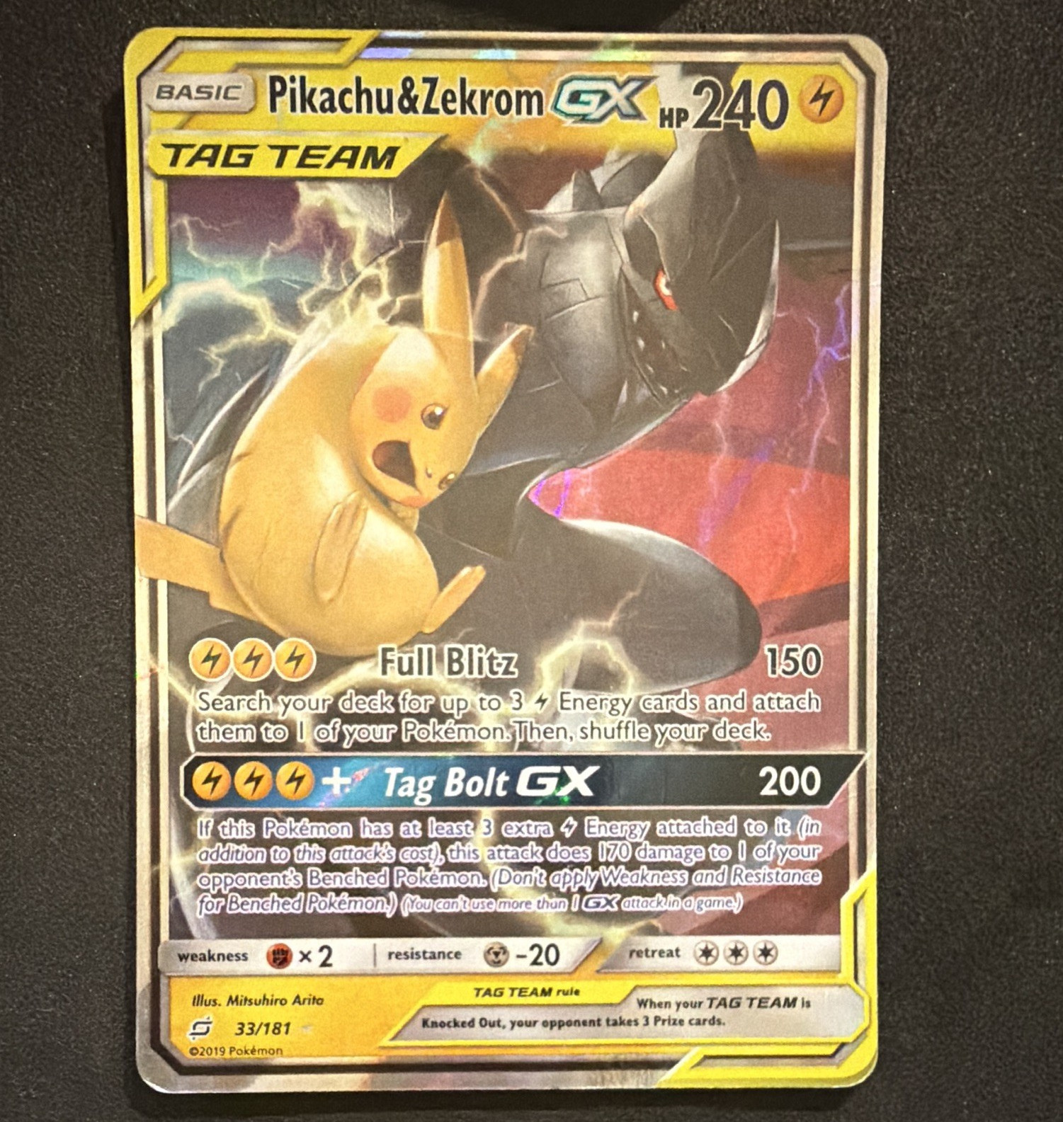 The Pokémon Company Pikachu & Zekrom GX 33/181 SM Team Up 2019 Holo EN 240 HP The Pokémon Company Pikachu & Zekrom GX 33/181 SM Team Up 2019 Holo EN 240 HP