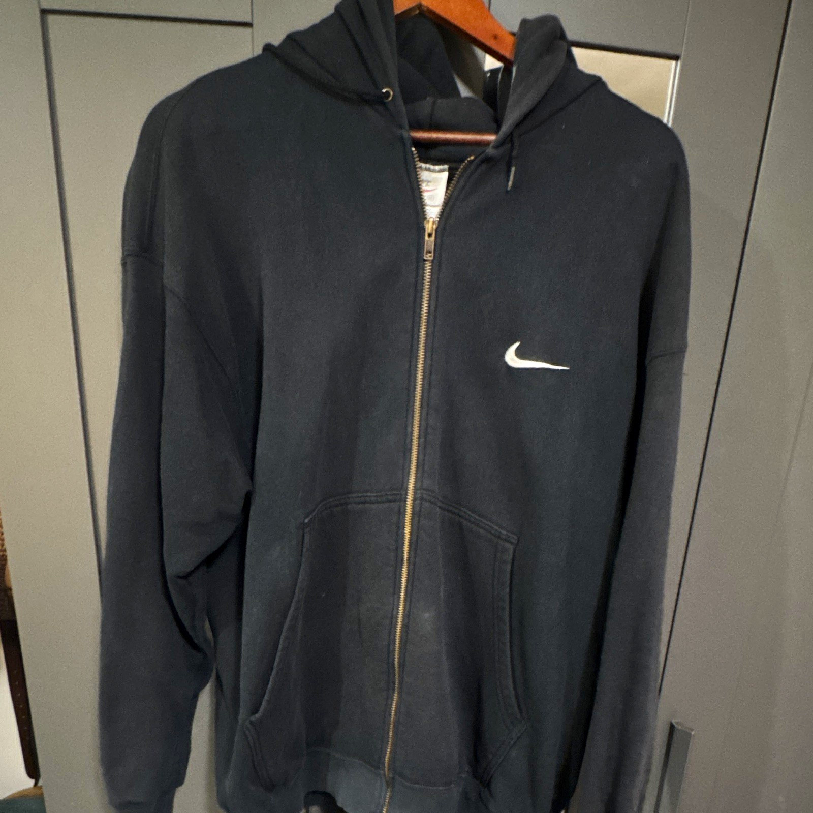 Vintage 90s Nike Men\'s XL Black Full Zip Fleece Hoodie Vintage 90s Nike Men\'s XL Black Full Zip Fleece Hoodie