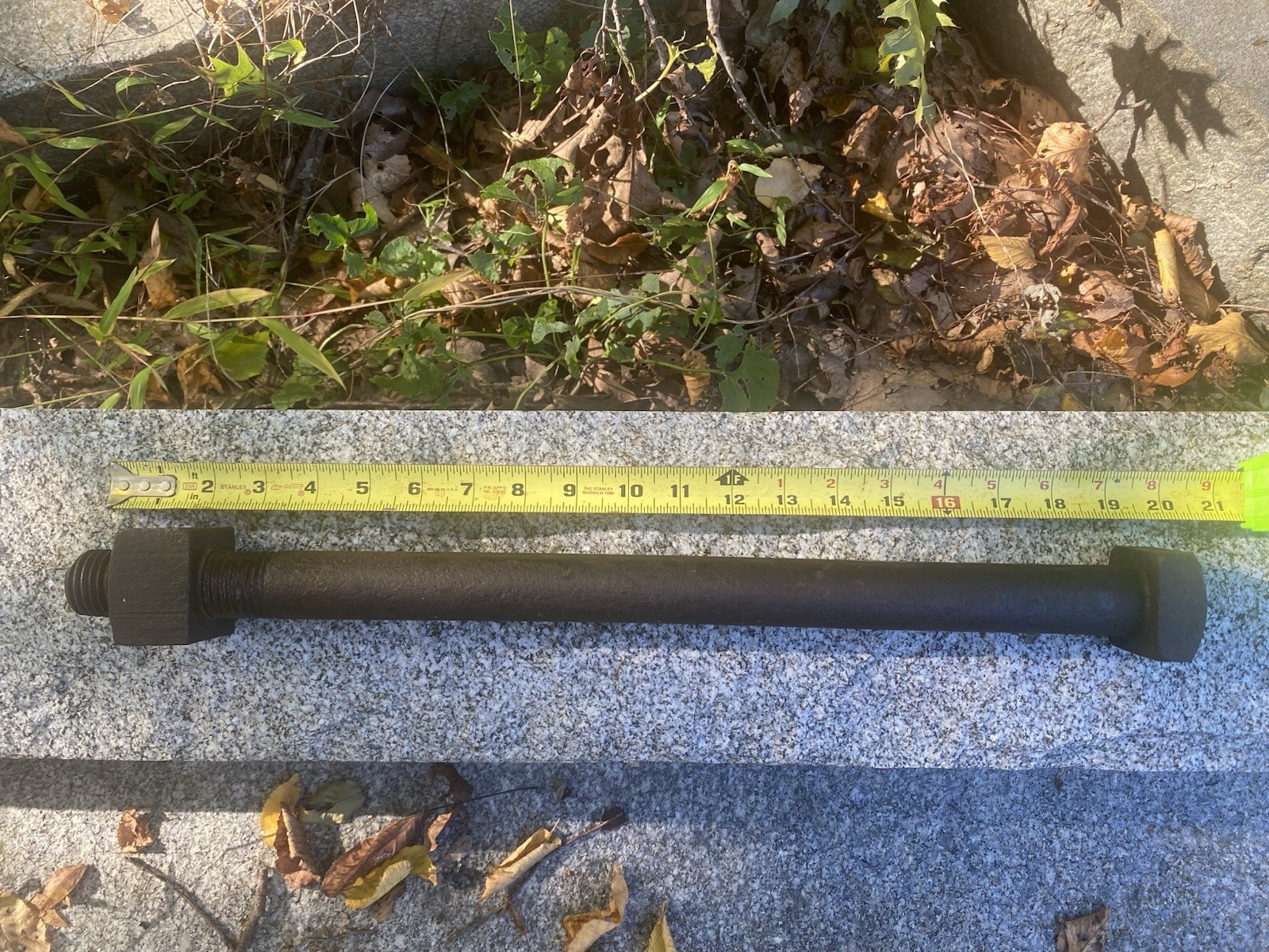 LARGE 8.3 POUND 20” LONG SQUARE HEAD NUT AND BOLT WITH 1.25” SHANK AND 2” NUT LARGE 8.3 POUND 20” LONG SQUARE HEAD NUT AND BOLT WITH 1.25” SHANK AND 2” NUT