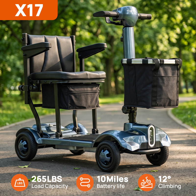 URLIFE Foldable 4 Wheel Electric Mobility Scooter for Seniors 270W Swivel Seat
