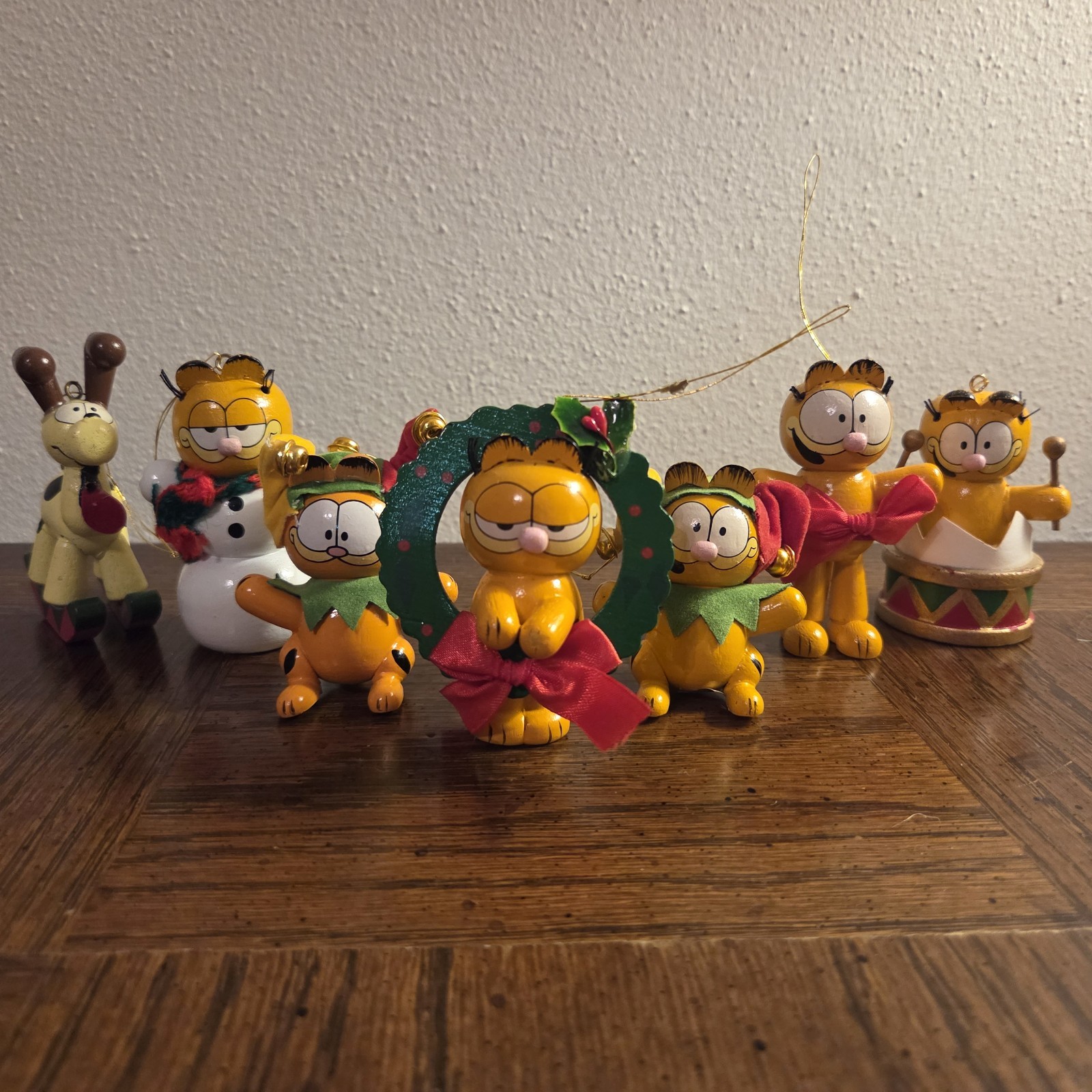 Garfield Christmas Wooden Holiday Ornaments Lot of 7 Hanging Figurines 2.5 in Garfield Christmas Wooden Holiday Ornaments Lot of 7 Hanging Figurines 2.5 in