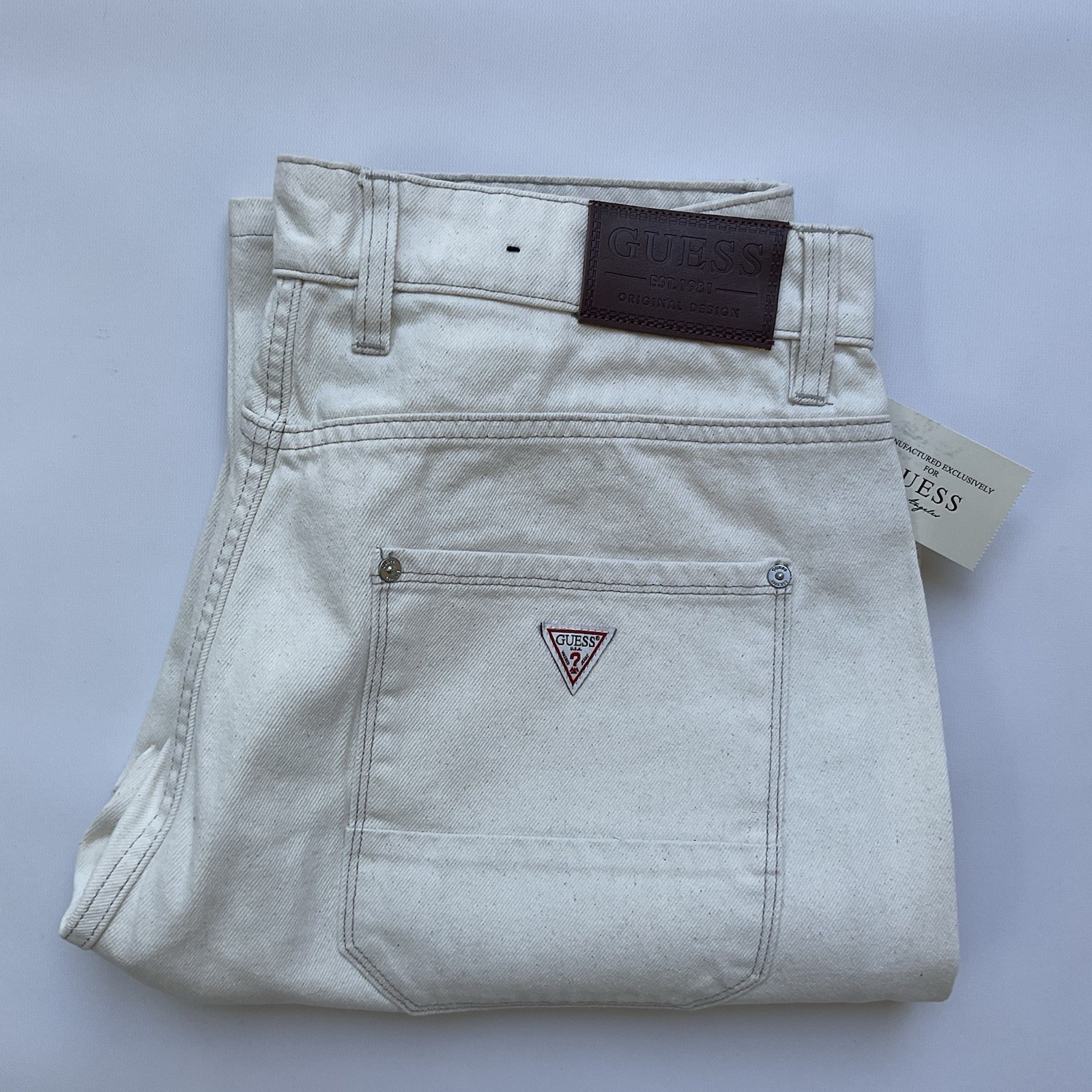 Guess Men\'s Mason Jeans Regular Straight Leg Light Natural Bone Color Size 33