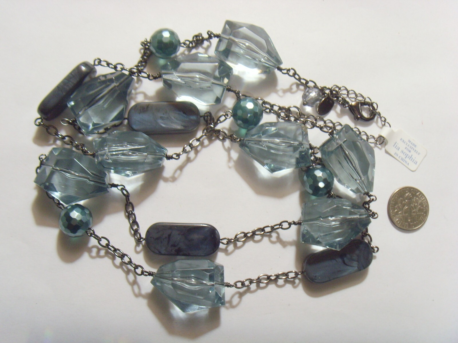 vintage Lia Sophia jewelry 40 inch large necklace faux Sapphire Lucite FC1111 vintage Lia Sophia jewelry 40 inch large necklace faux Sapphire Lucite FC1111