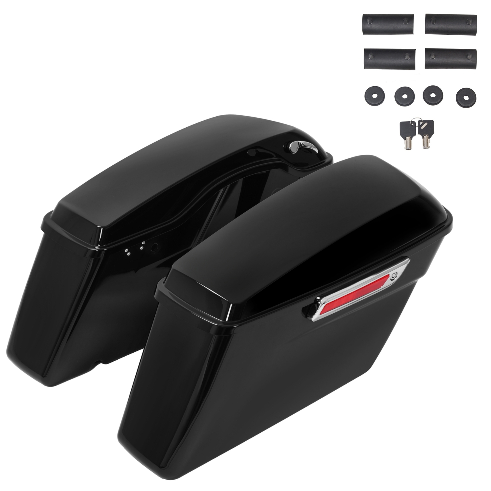 Vivid Black Hard Saddle Bags w/ Latch For Harley Touring Road Street Glide 14-24