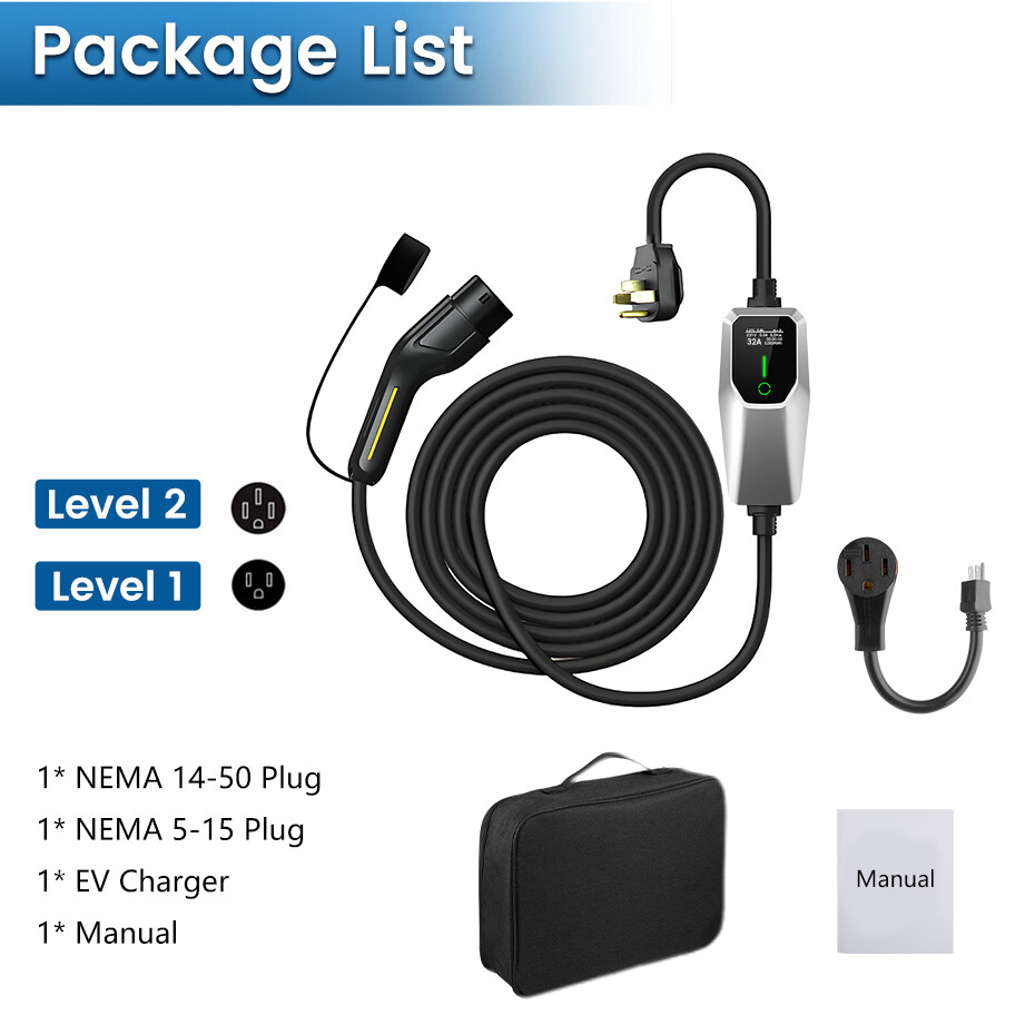 8M 7 KW 240V 32A For all Electric Vehicles 2 NEMA Plug Type2 Portable EV Charger
