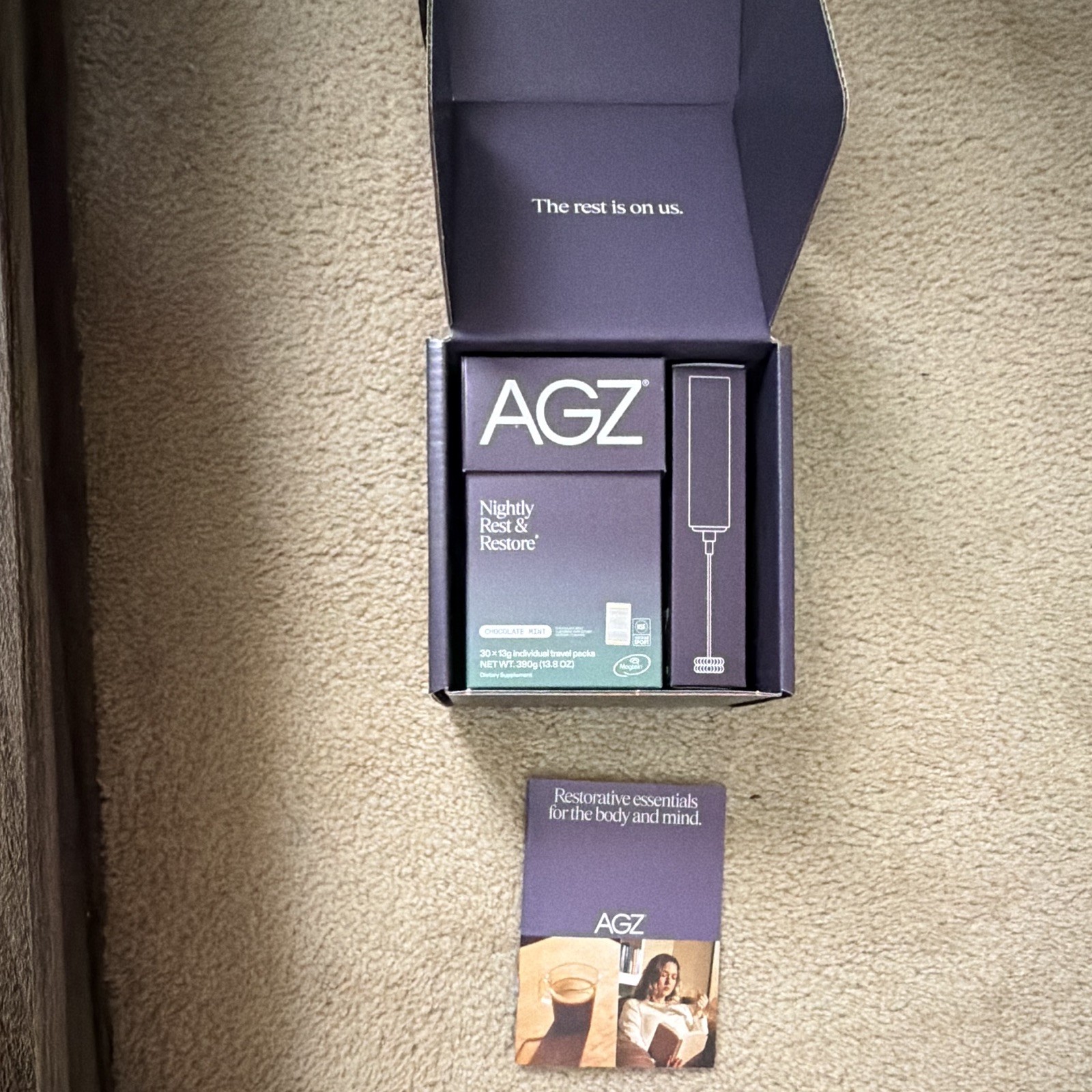 AGZ Nightly Rest & Restore Dietary Supplement Travel Packs, Chocolate Mint AGZ Nightly Rest & Restore Dietary Supplement Travel Packs, Chocolate Mint