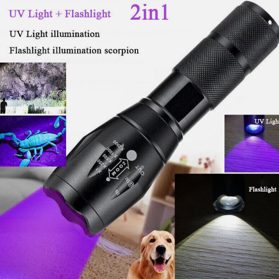 LED Super Bright 120000lm UV Torch Ultra Violet Flashlight Blacklight Light Lamp