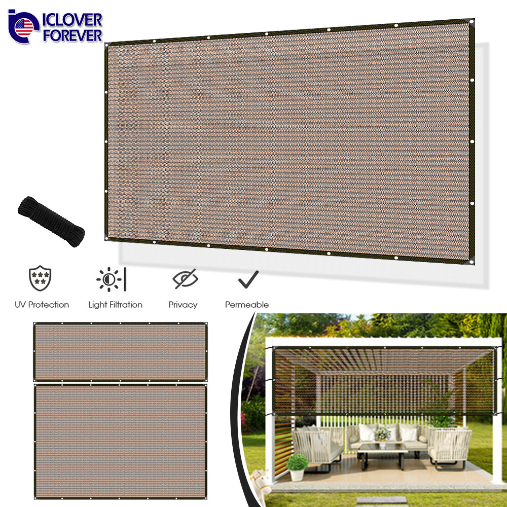 90% Sun Shade Cloth with Grommets Pergola Canopy Cover Patio Mesh Tarp Screens
