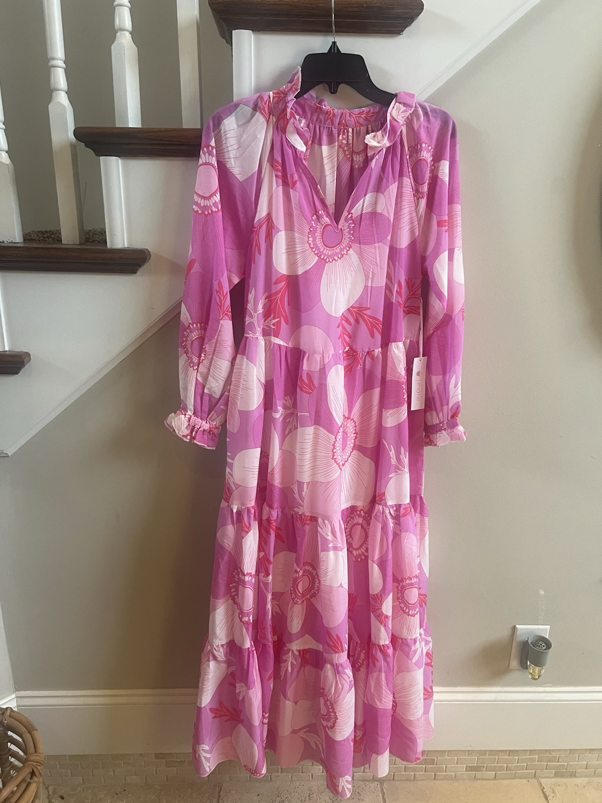 NWT J Marie Pink Floral Long Sleeve Dress Sz XS Runs Large NWT J Marie Pink Floral Long Sleeve Dress Sz XS Runs Large