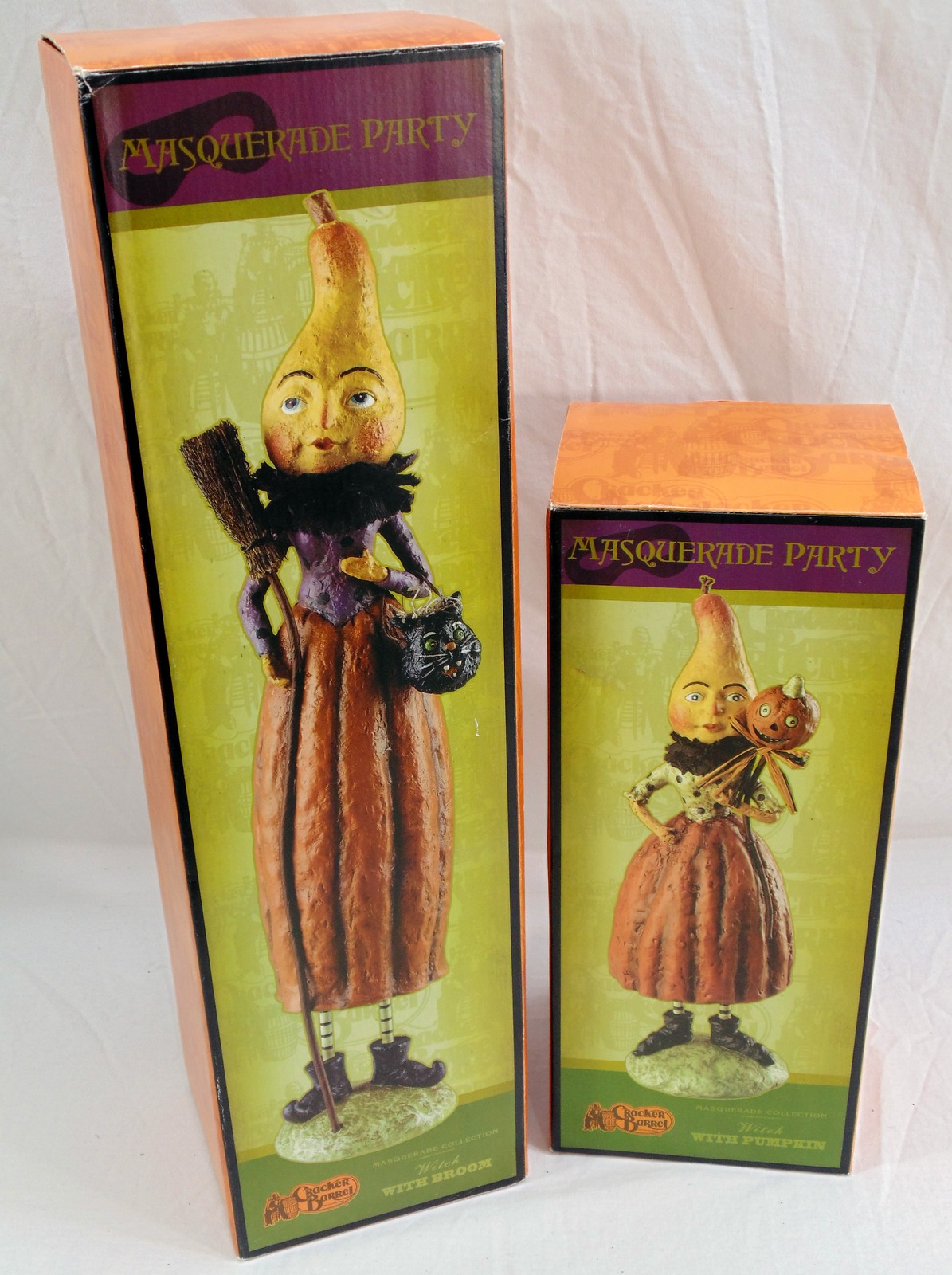 New Rare Cracker Barrel Halloween Gourd Head Witch Masquerade Party Pumpkin New Rare Cracker Barrel Halloween Gourd Head Witch Masquerade Party Pumpkin