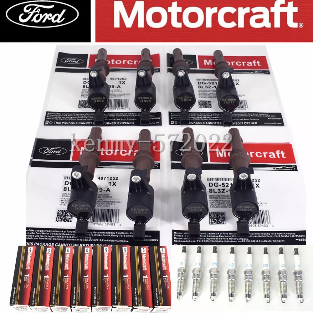 OEM Motorcraft 8 Ignition coil DG521 & Spark Plug SP509 For Ford F150 4.6 5.4L. OEM Motorcraft 8 Ignition coil DG521 & Spark Plug SP509 For Ford F150 4.6 5.4L.