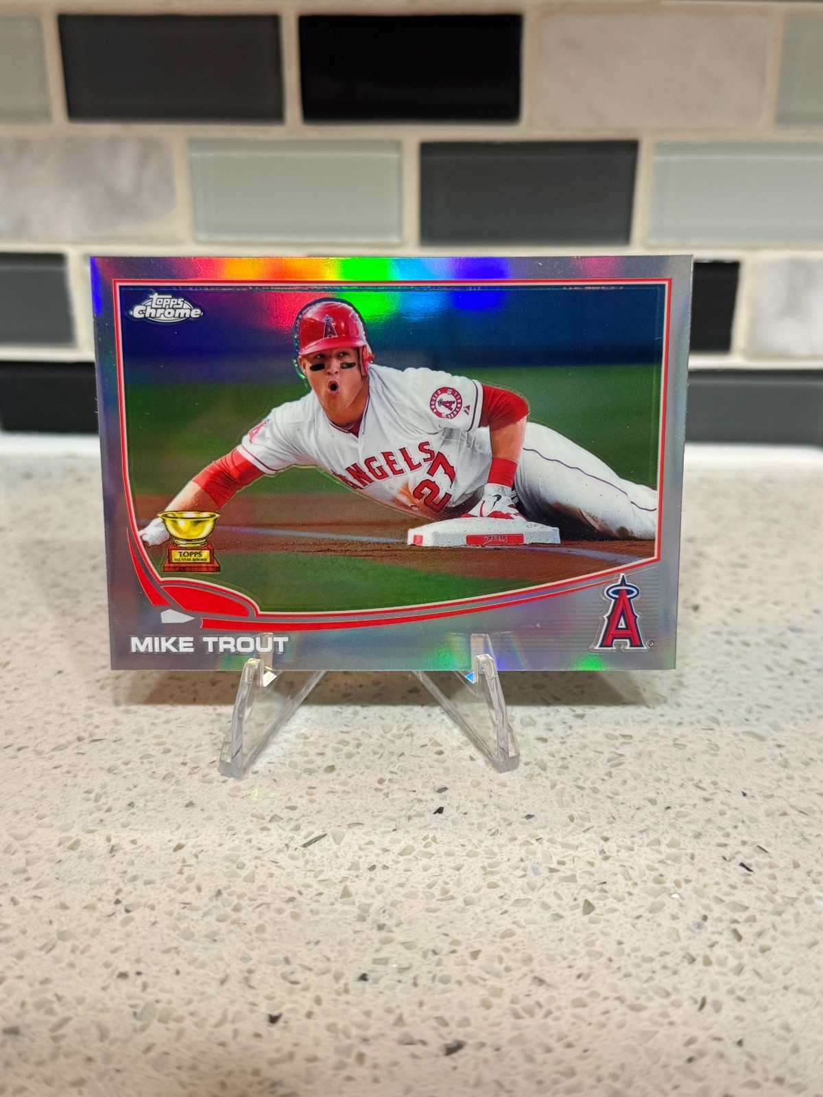 Mike Trout 2013 Topps Chrome Sliding Refractor All Star Rookie Cup LA Angels Mike Trout 2013 Topps Chrome Sliding Refractor All Star Rookie Cup LA Angels