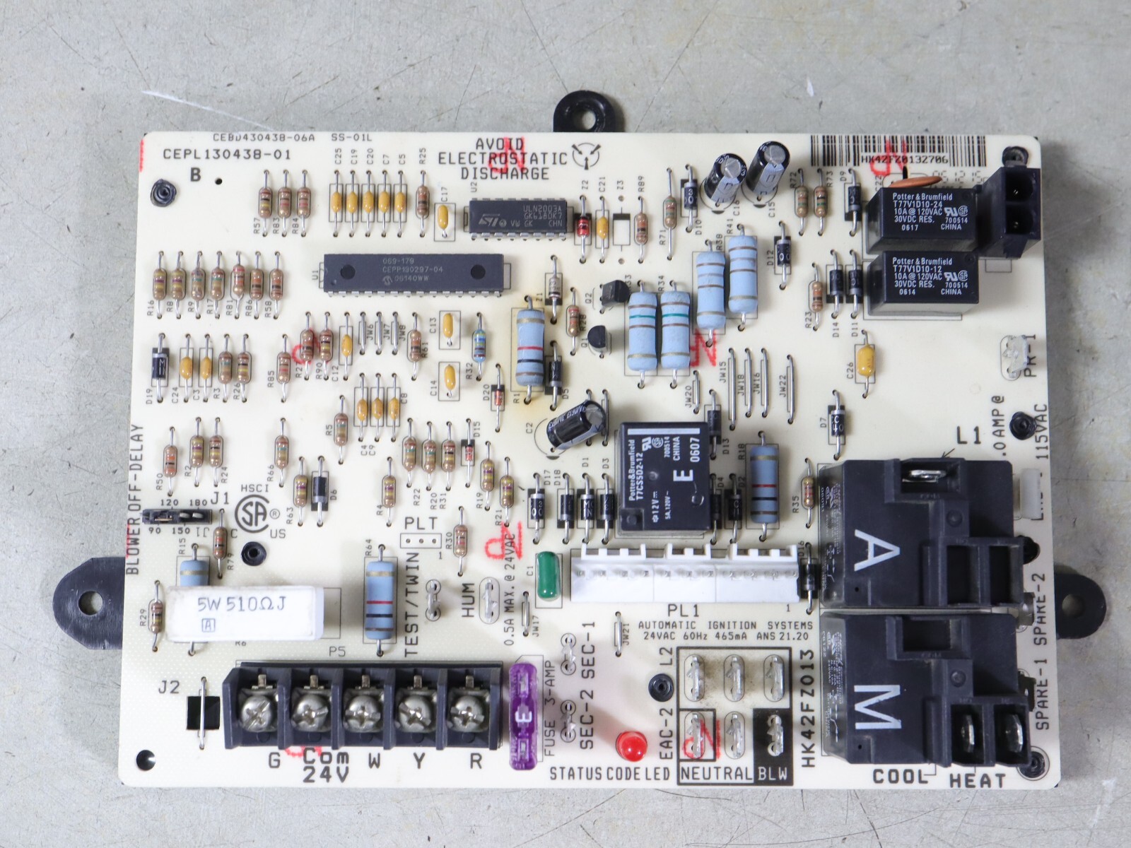 Carrier Bryant CEPL130438-01 Furnace Control Circuit Board HK42FZ013