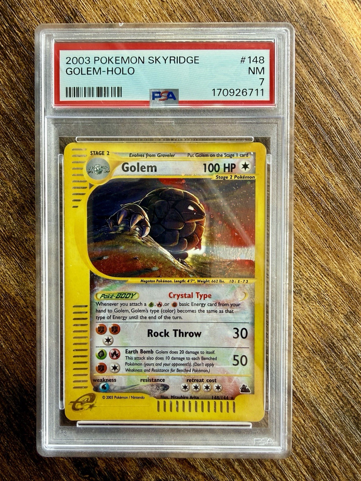 2003 Pokemon / Skyridge Set / #148 Golem Holo / PSA 7