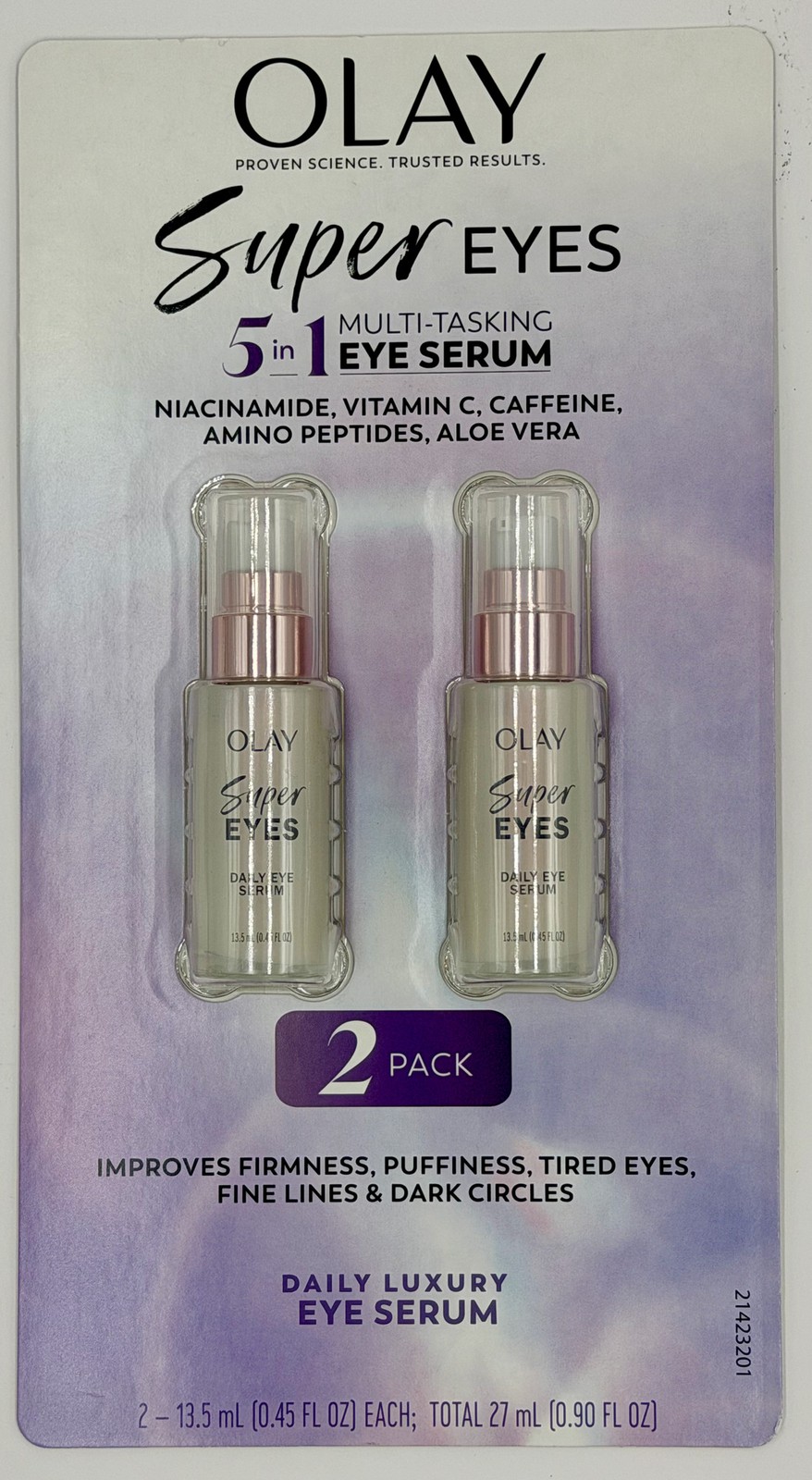 Olay Super Eyes 5-in-1 Multi-Tasking Eye Serum 2 Pack 13.5mL Each New Sealed Olay Super Eyes 5-in-1 Multi-Tasking Eye Serum 2 Pack 13.5mL Each New Sealed