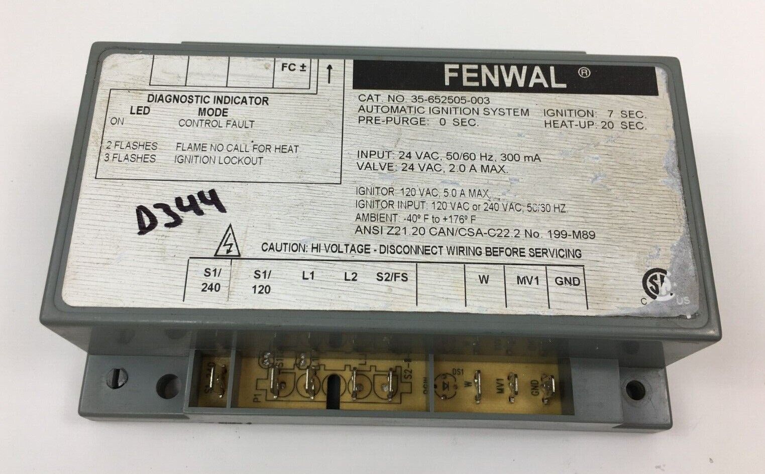 FENWAL 35-652505-003 Automatic Ignition Control Module used #D344