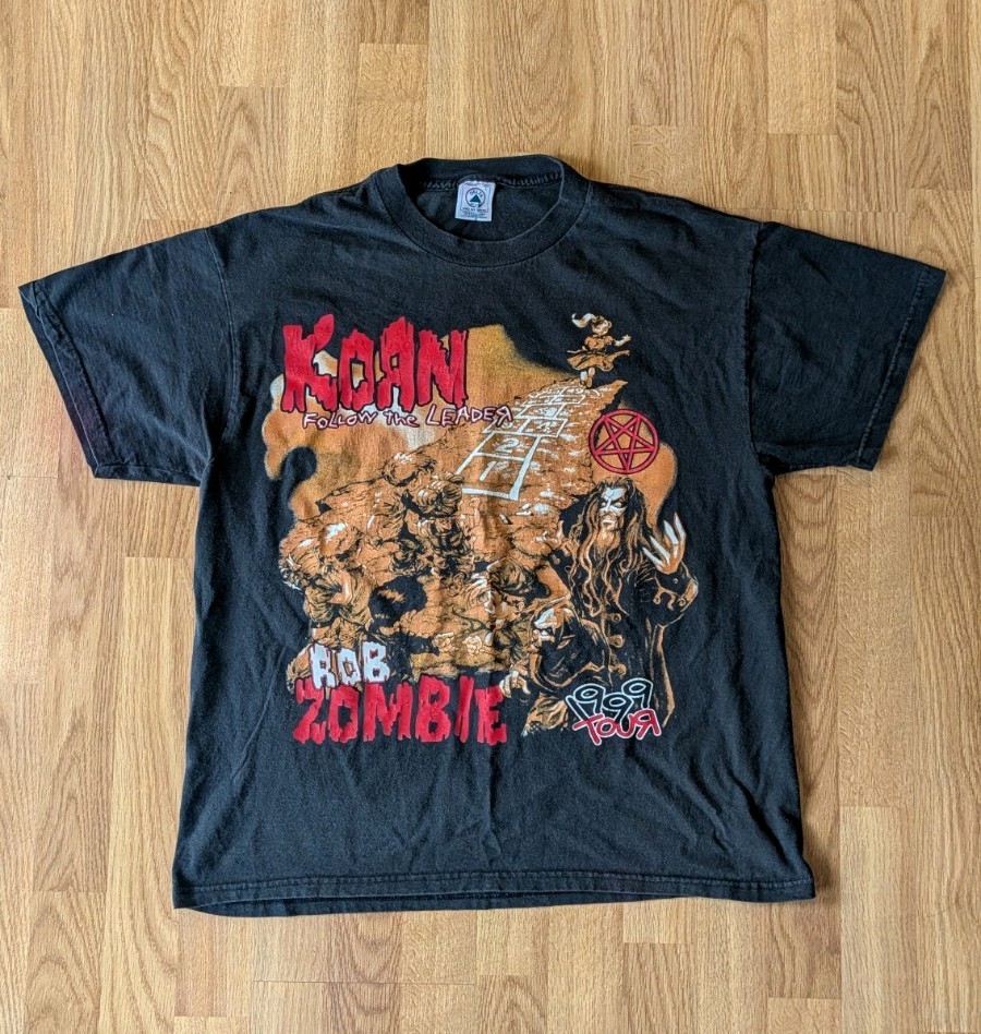 Vintage 1999 Korn Rob Zombie Follow The Leader Tour T Shirt Sz Large Vintage 1999 Korn Rob Zombie Follow The Leader Tour T Shirt Sz Large