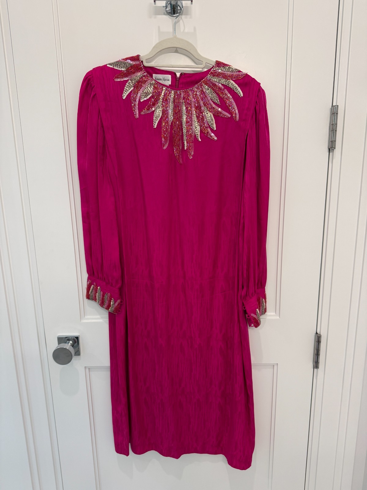 Vintage 1980s Neiman Marcus 100% Silk Beaded Dress