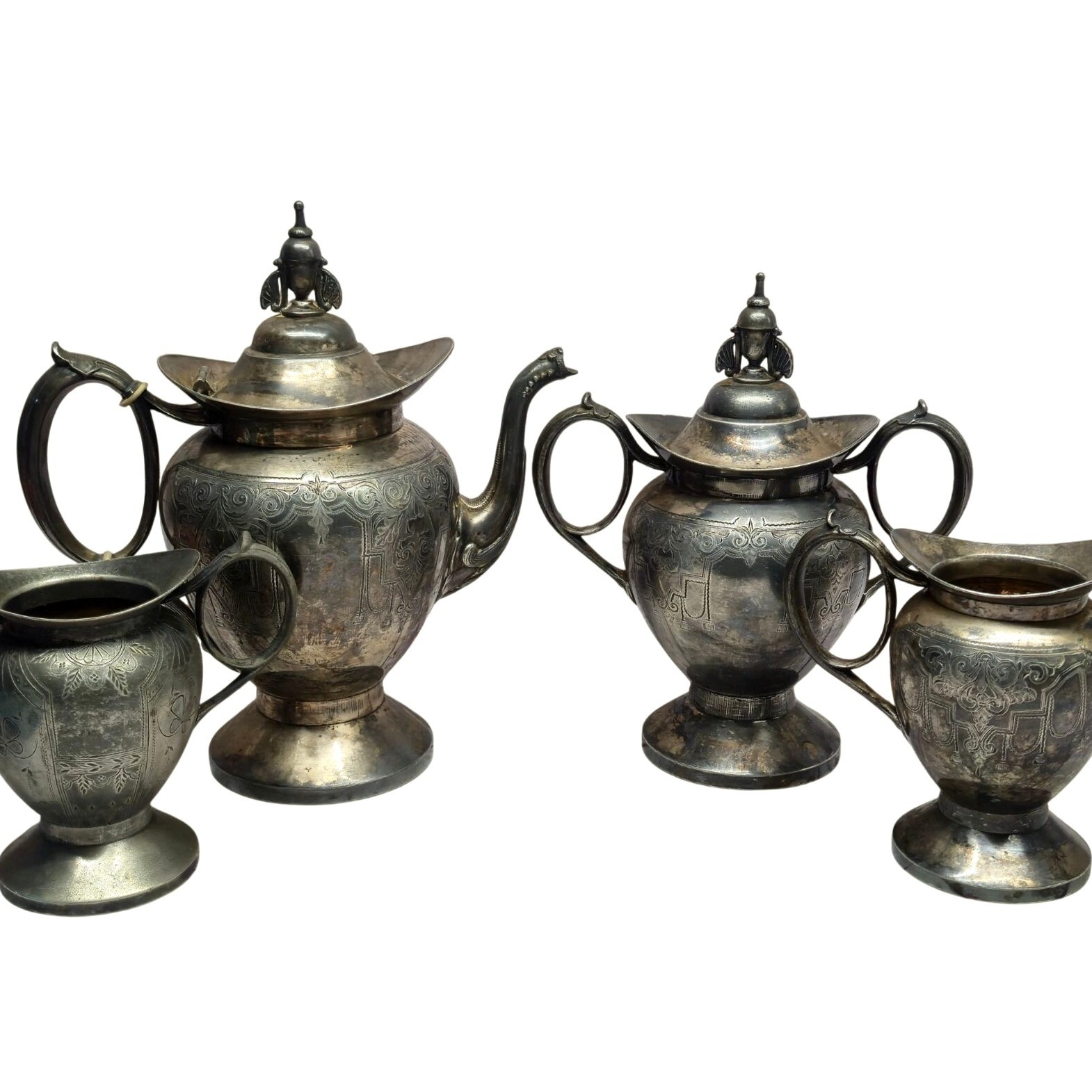 Rare Antique Victorian Webster Mfg Co NY Silverplated 4pc Tea pot Service 1866 