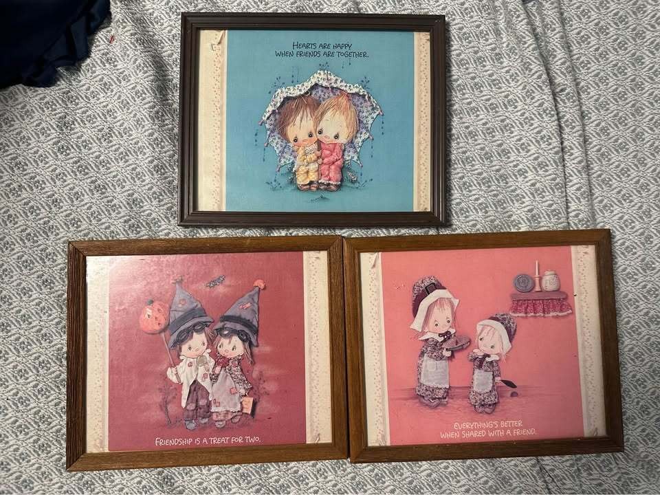 Vintage Framed Friendship Art Prints - Set of 3