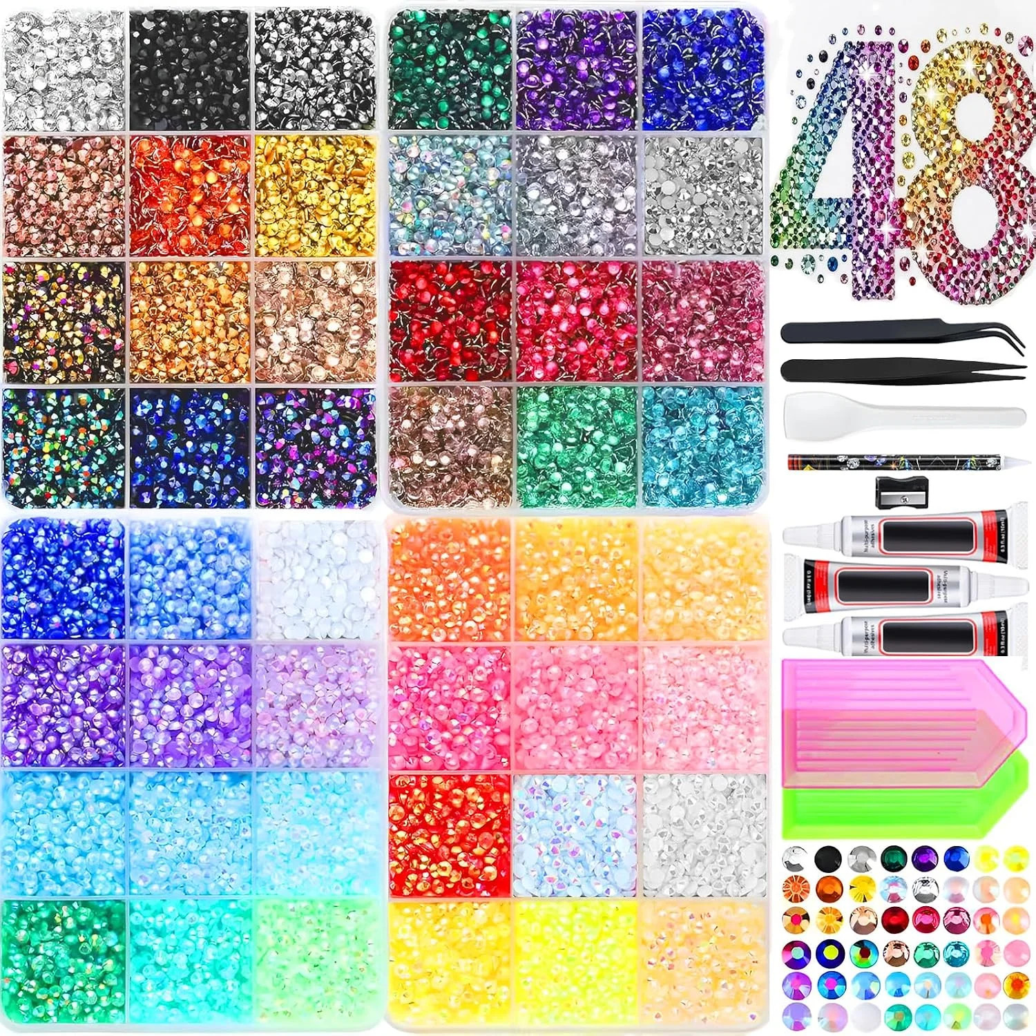 Bedazzling Kit 3mm Resin Jelly Rhinestones 69000Pcs 48 Colors Bedazzling Kit 3mm Resin Jelly Rhinestones 69000Pcs 48 Colors