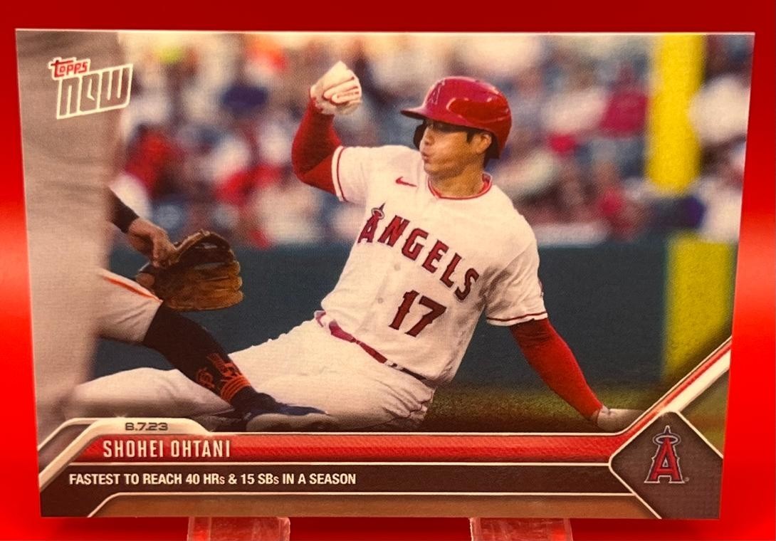 Shohei Ohtani 2023 Topps Now Fastest To 40 HRs & 15 SBs #672 LA Angels Dodgers Shohei Ohtani 2023 Topps Now Fastest To 40 HRs & 15 SBs #672 LA Angels Dodgers