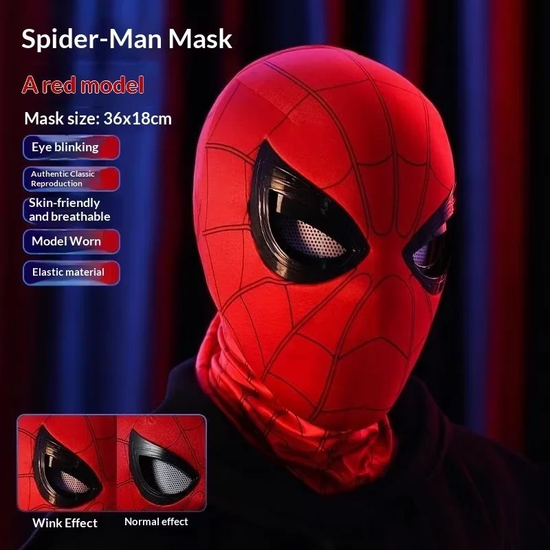 Spider-Man Mask Moving Eyes Chin Control Cosplay Costume Prop Halloween Spider-Man Mask Moving Eyes Chin Control Cosplay Costume Prop Halloween