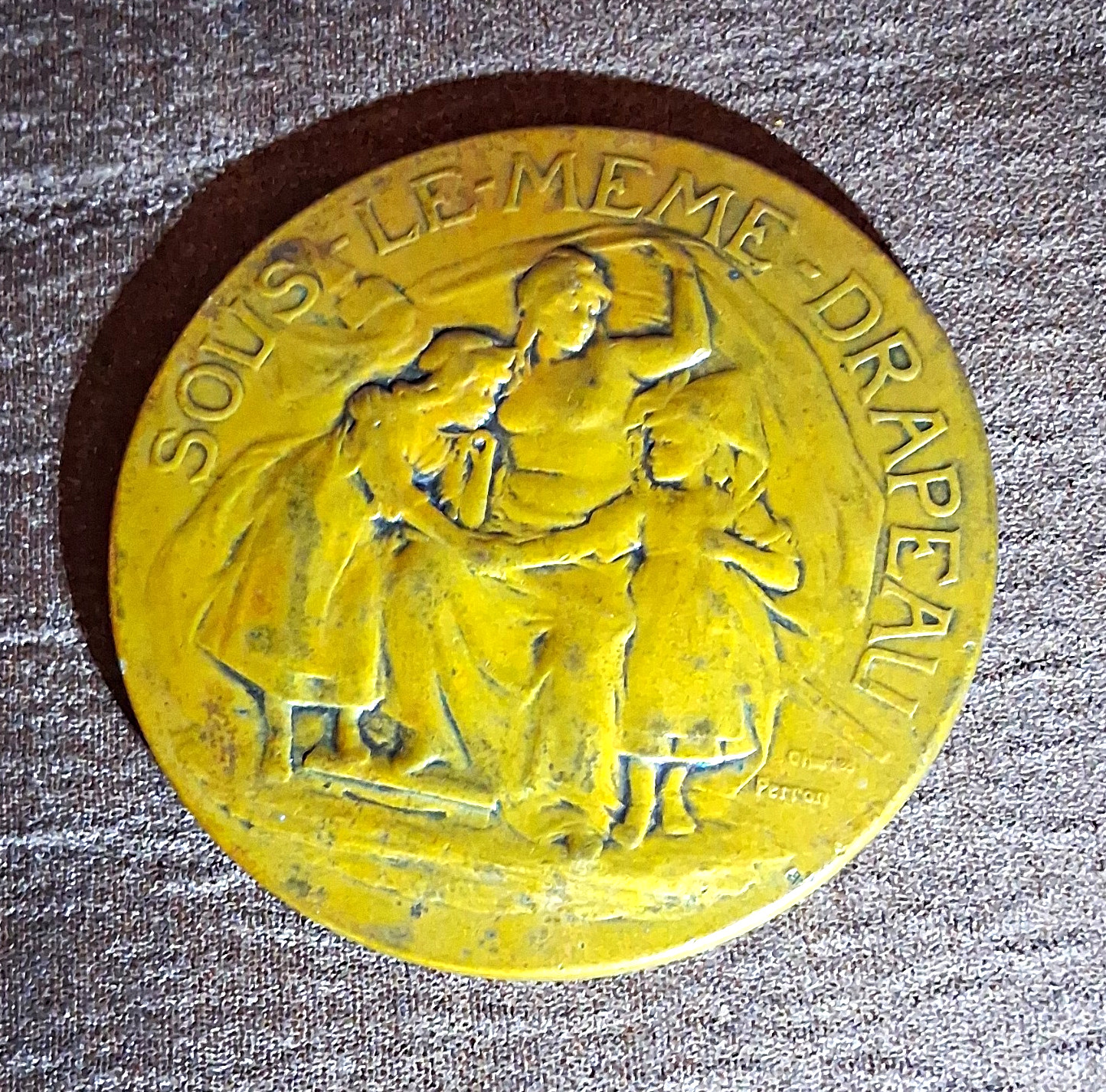 LIBERTE JUSTICE Sous le Meme Drapeau Bronze Numismatic French Medal
