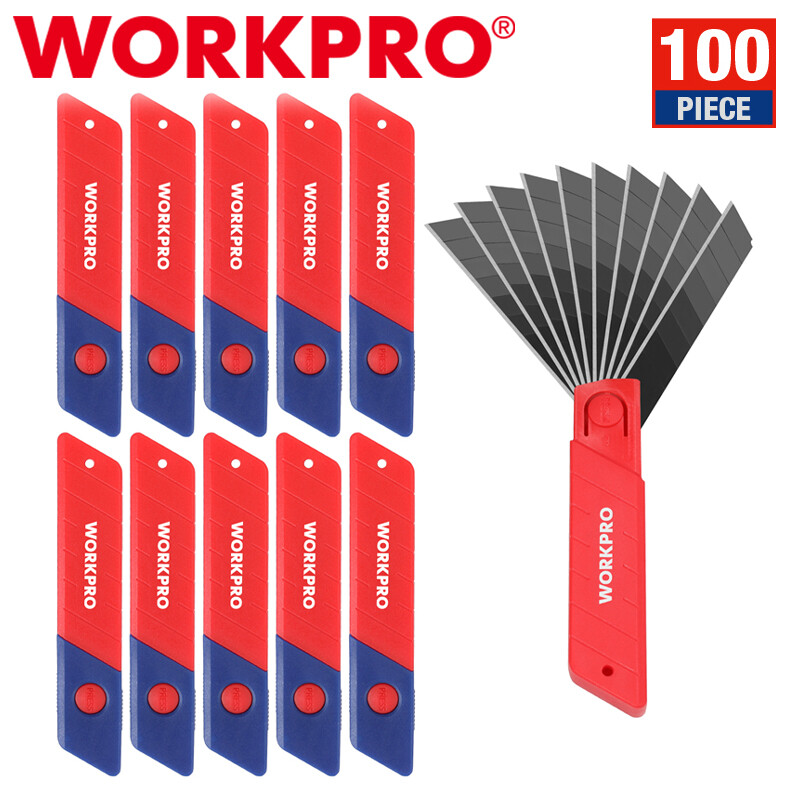 WORKPRO 100PC 18mm Snap-off Blades SK5 Steel Replacement Blade for Utility Knife WORKPRO 100PC 18mm Snap-off Blades SK5 Steel Replacement Blade for Utility Knife